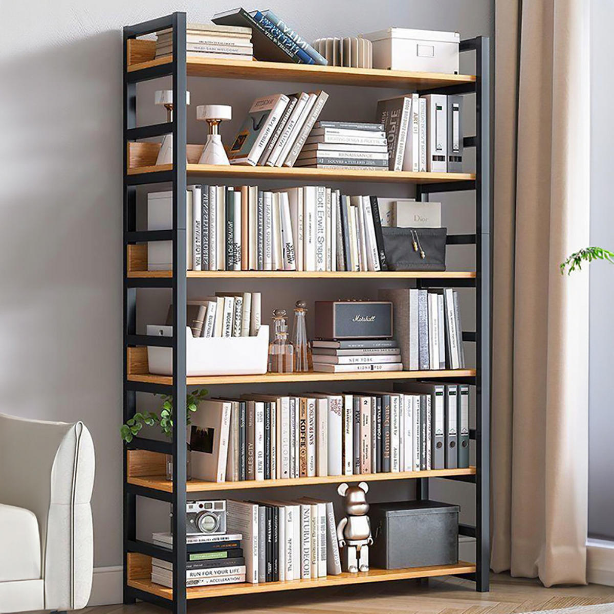 BÜCHERREGAL, braun, 80/30/174 cm - Schwarz/Braun, Holz/Metall (80/174/30cm) - MUVU