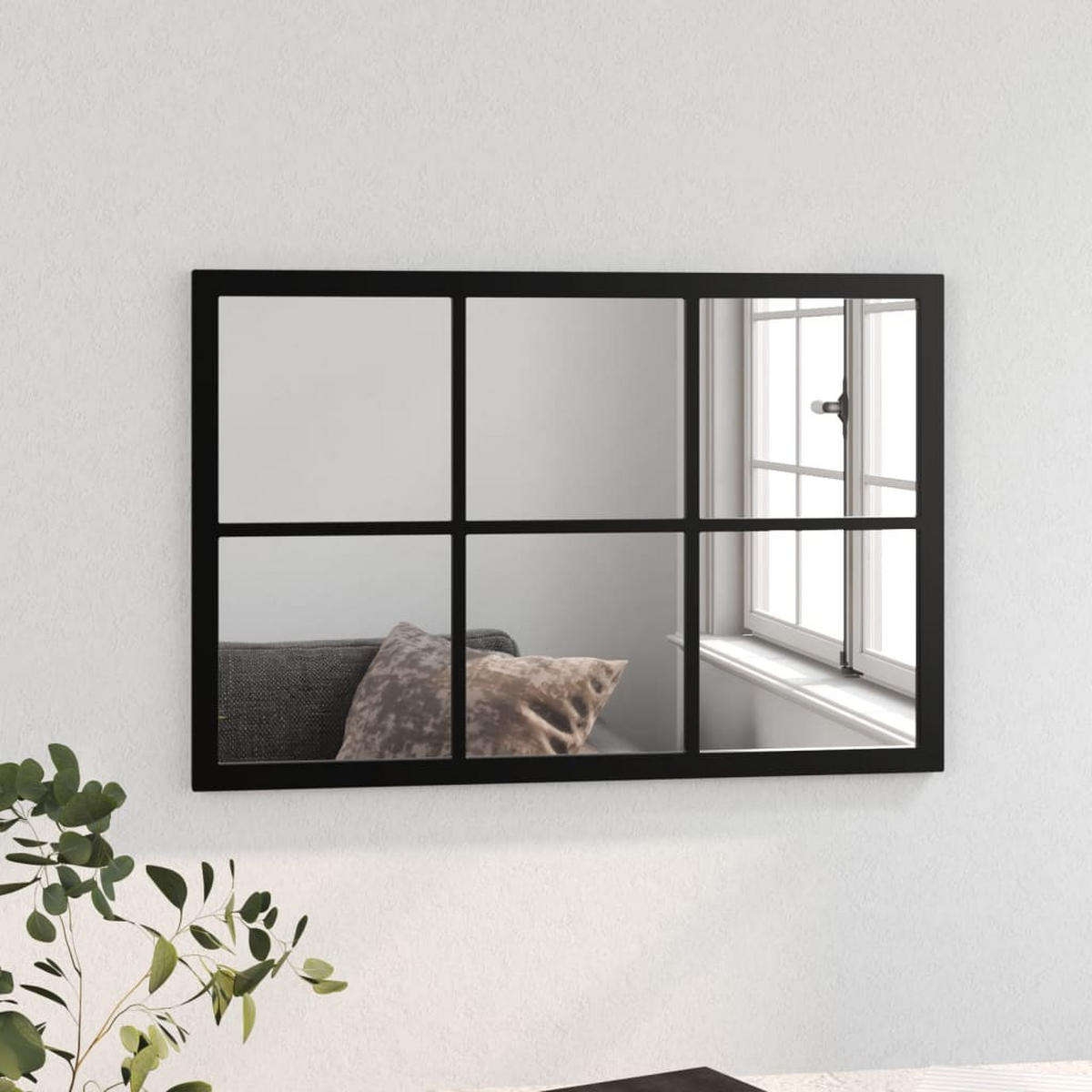 WANDSPIEGEL Schwarz 60x40 cm Metall - Schwarz, Metall (40/1/60cm) - furnicato