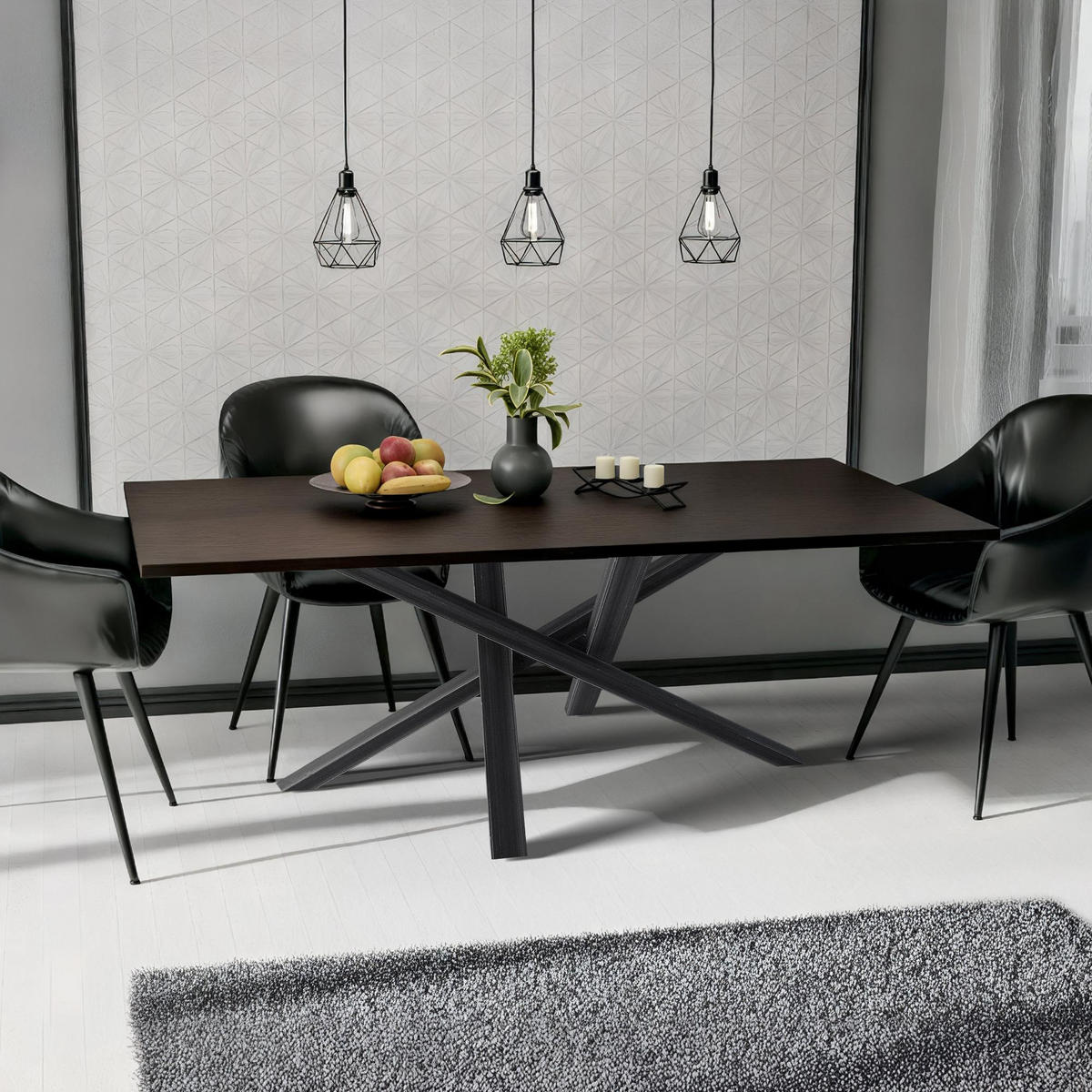 TISCHBEIN eckig 140/70/72 cm Metall Antik Schwarz - Schwarz, Metall (140/72/70cm) - CLP