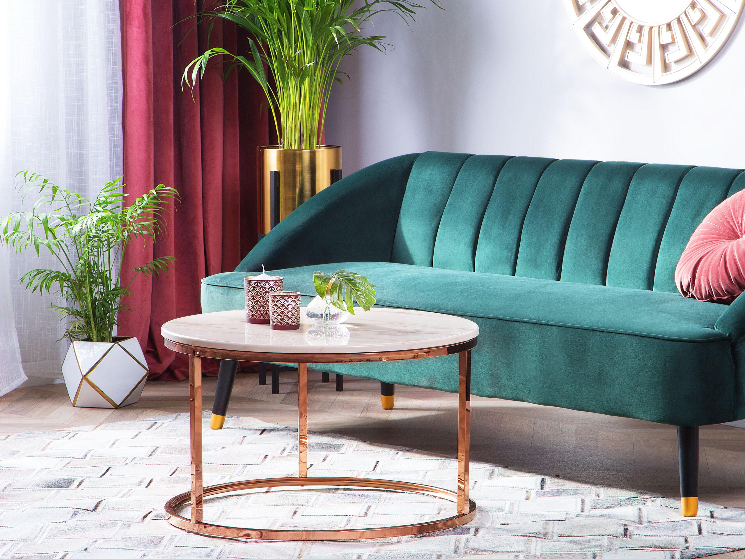 Thumbnail - Beliani Couchtisch, Beige, Roségold, Metall, 70x43x70 cm, Wohnzimmer, Wohnzimmertische, Couchtische