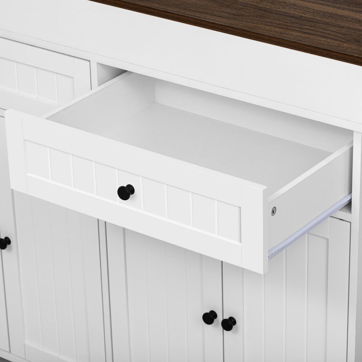 KÜCHENINSEL 112-180.5x45x92.2 cm Weiß mit Ausziehplatte & Rollen - Weiß, Holzwerkstoff (180.5/92.2/45cm) - Modfu