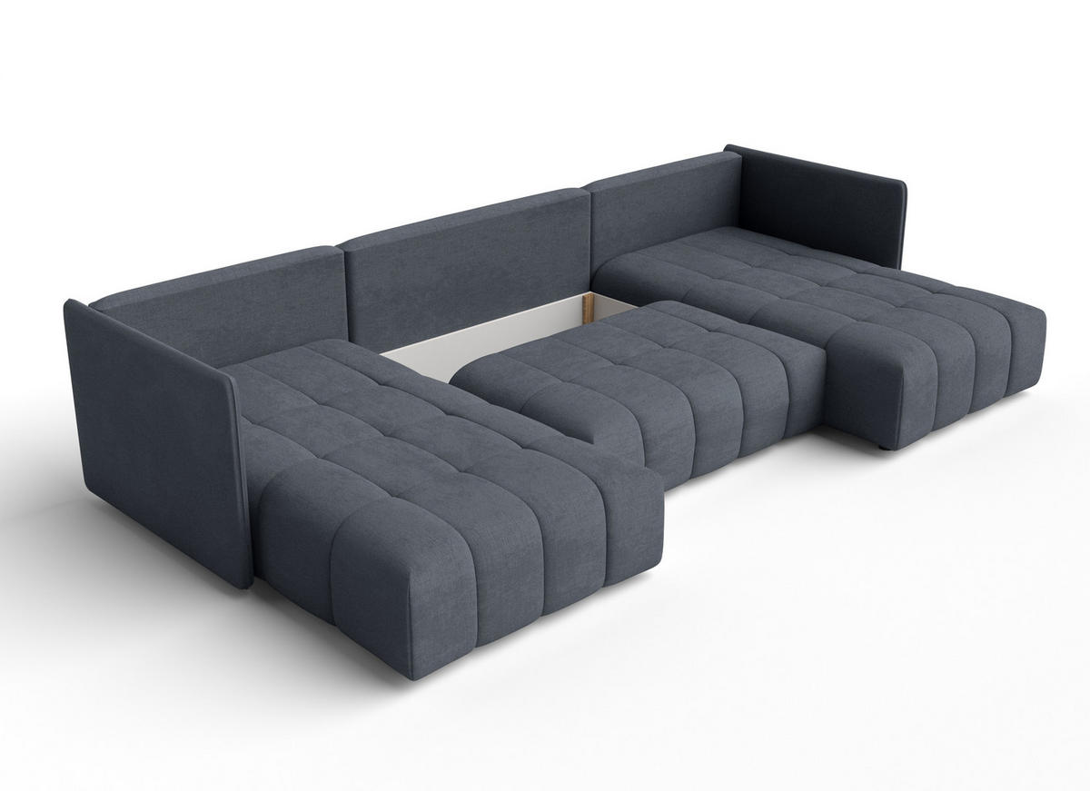 WOHNLANDSCHAFT Veliro U Grau 353/180/83 cm mit Schlaffunktion und Bettkasten - Dunkelgrau/Schwarz, Kunststoff/Textil (353/83/180cm) - AX Living