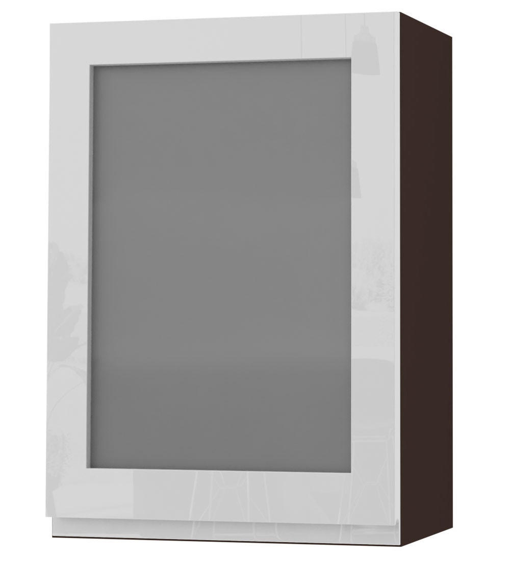 HÄNGESCHRANK Florence W2S/50 Lava / RAL 9003 signalweiß HG 50 / 32,5 / 72cm - Türanschlag links - Dunkelgrau/Weiß Hochglanz, Holz/Holzwerkstoff (50/72/32.5cm) - Feldmann-Wohnen