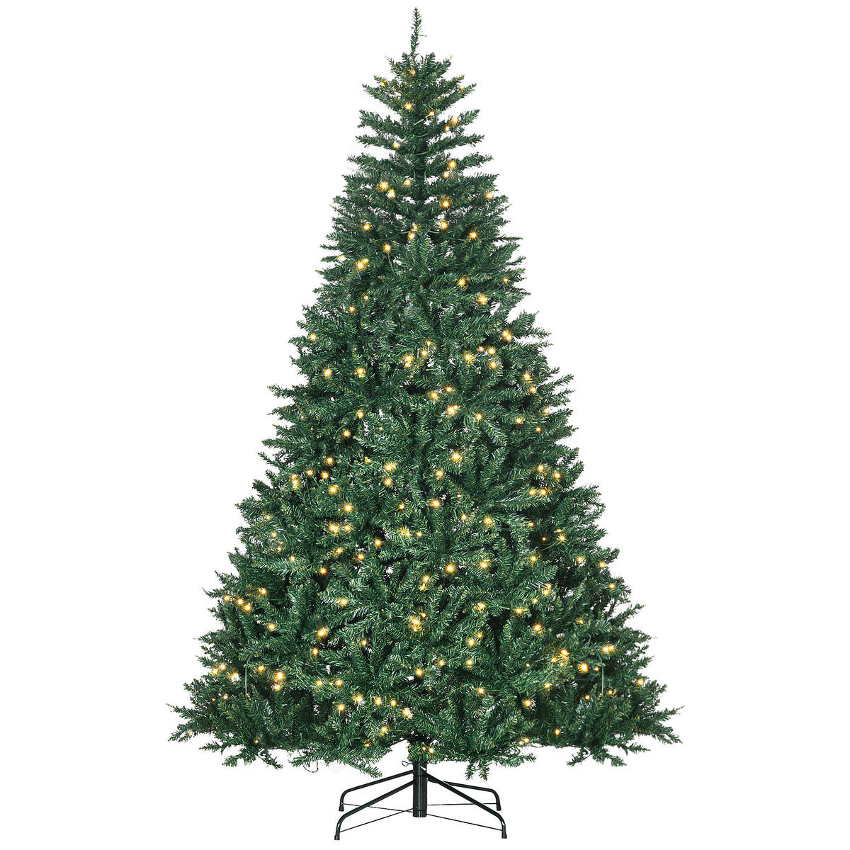 KÜNSTLICHER Weihnachtsbaum, 210 cm Christbaum mit 2154 Spitzen, 700 LED-Leuchte - Grün, Kunststoff (210cm) - HOMCOM