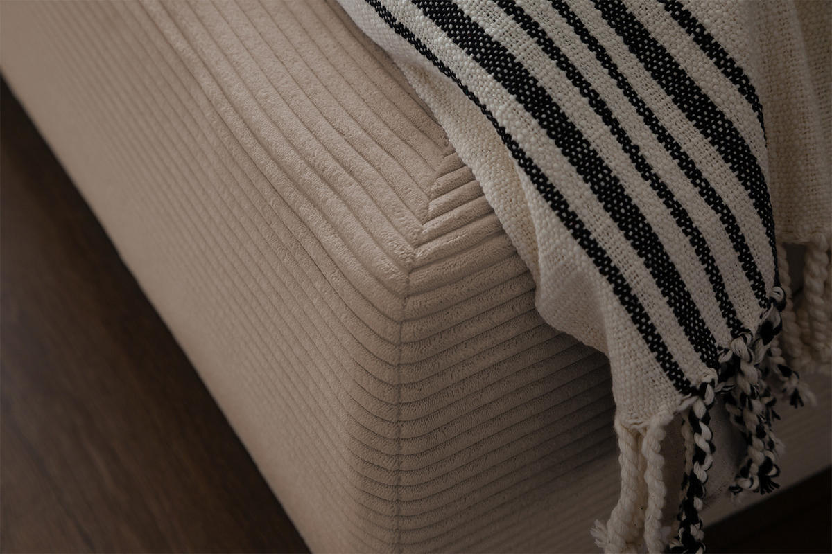 POLSTERBETT HENRY Taupe Cord - Taupe/Schwarz, Textil (140/200cm) - KAWOLA
