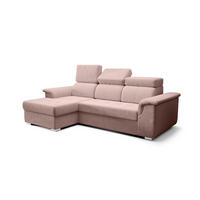 ECKSOFA KONGO RBN06, Eckcouch in L-Form mit Schlaffunktion, Farbe: Rosa, Velourstoff, Ottomane Links - Rosa, Textil (247/165cm) - O-Sofa