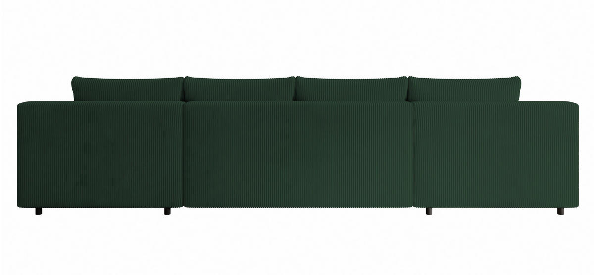 WOHNLANDSCHAFT Nelly U mit Bettkasten und Schlaffunktion, Cordstoff in U-Form - Grün, Textil (349/80/185cm)