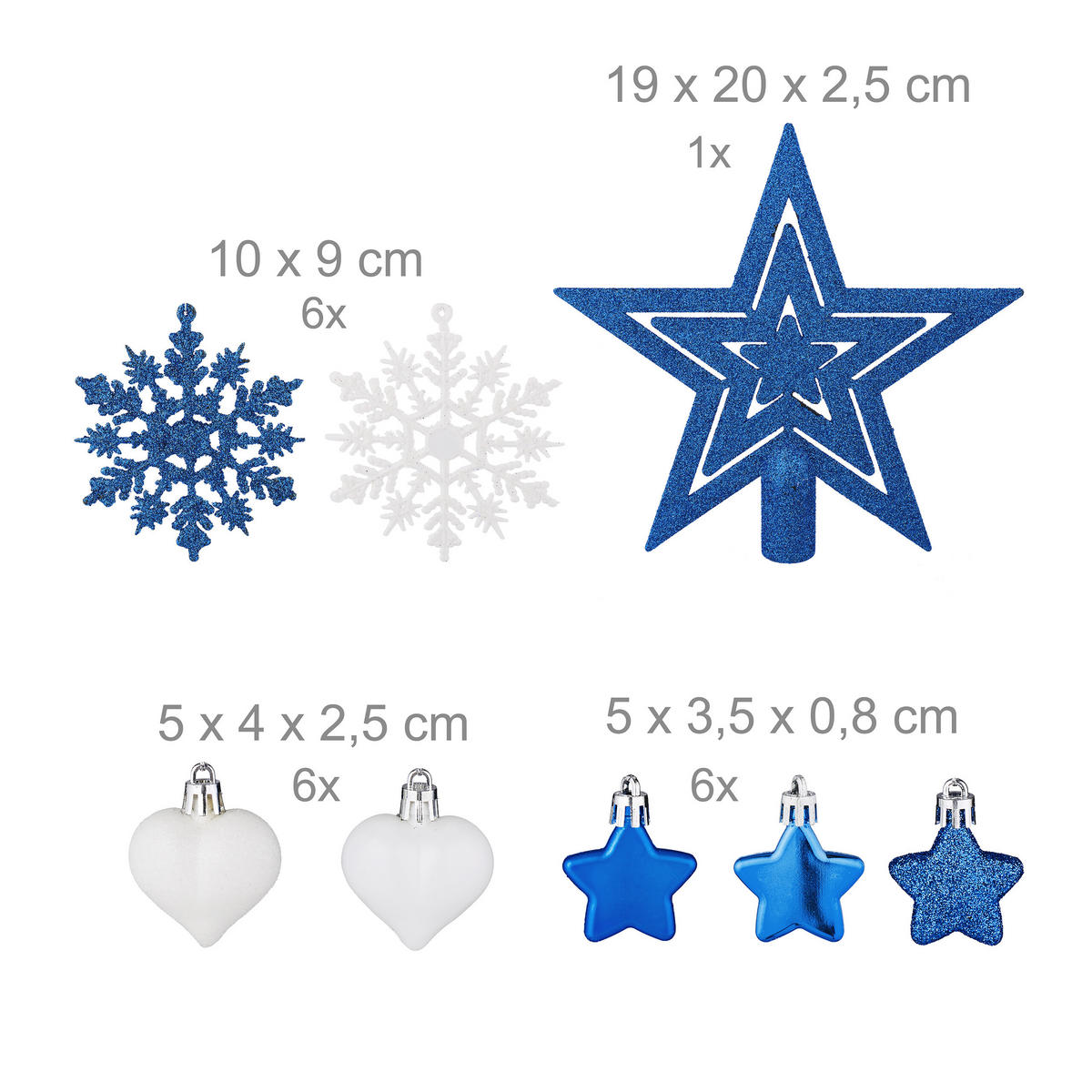 101-TLG.WEIHNACHTSKUGELN-SET - Blau, Kunststoff (20/19/2.5cm) - Relaxdays