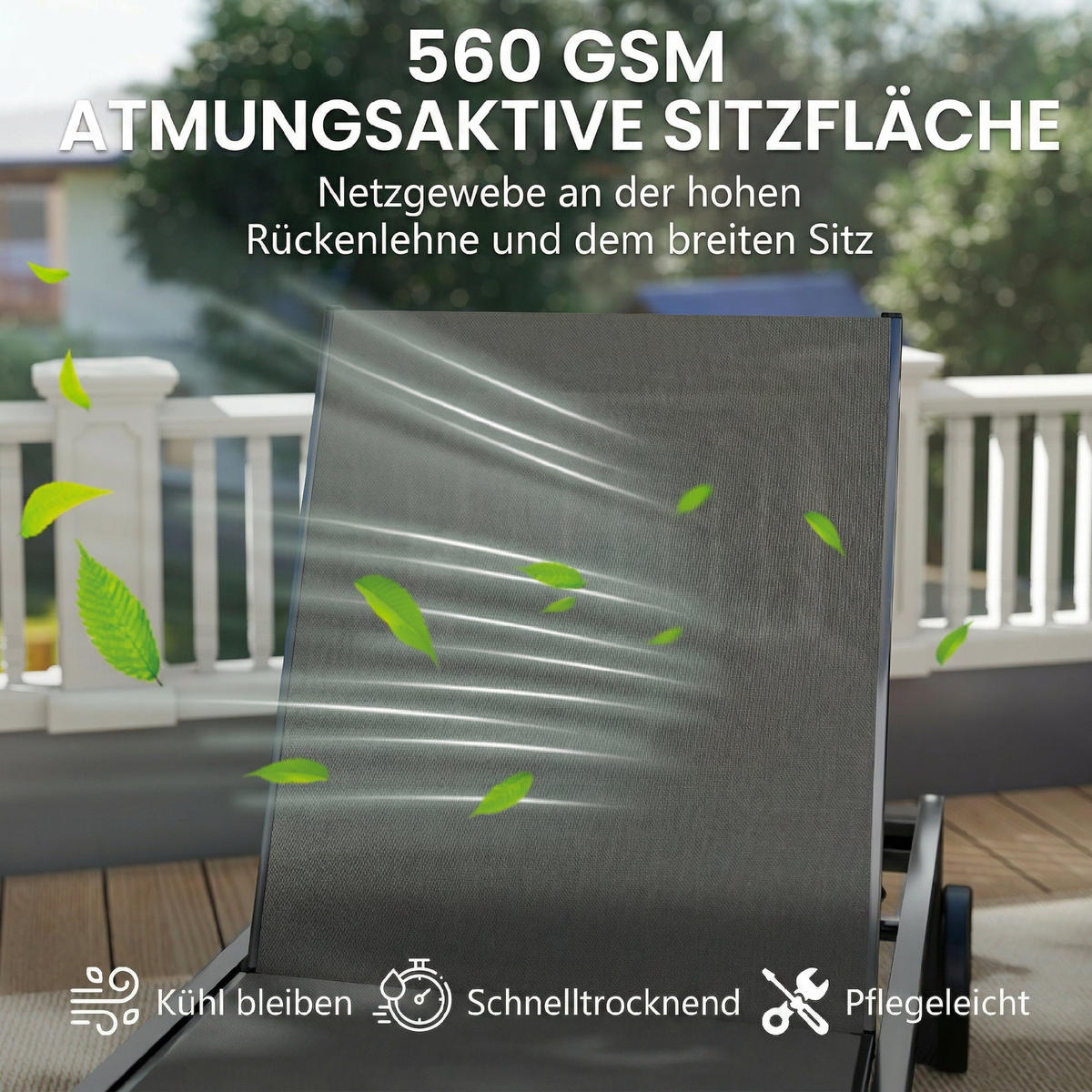 SONNENLIEGE Aluminium Dunkelgrau - Dunkelgrau, Textil/Metall (65.5/89/198cm) - Outsunny