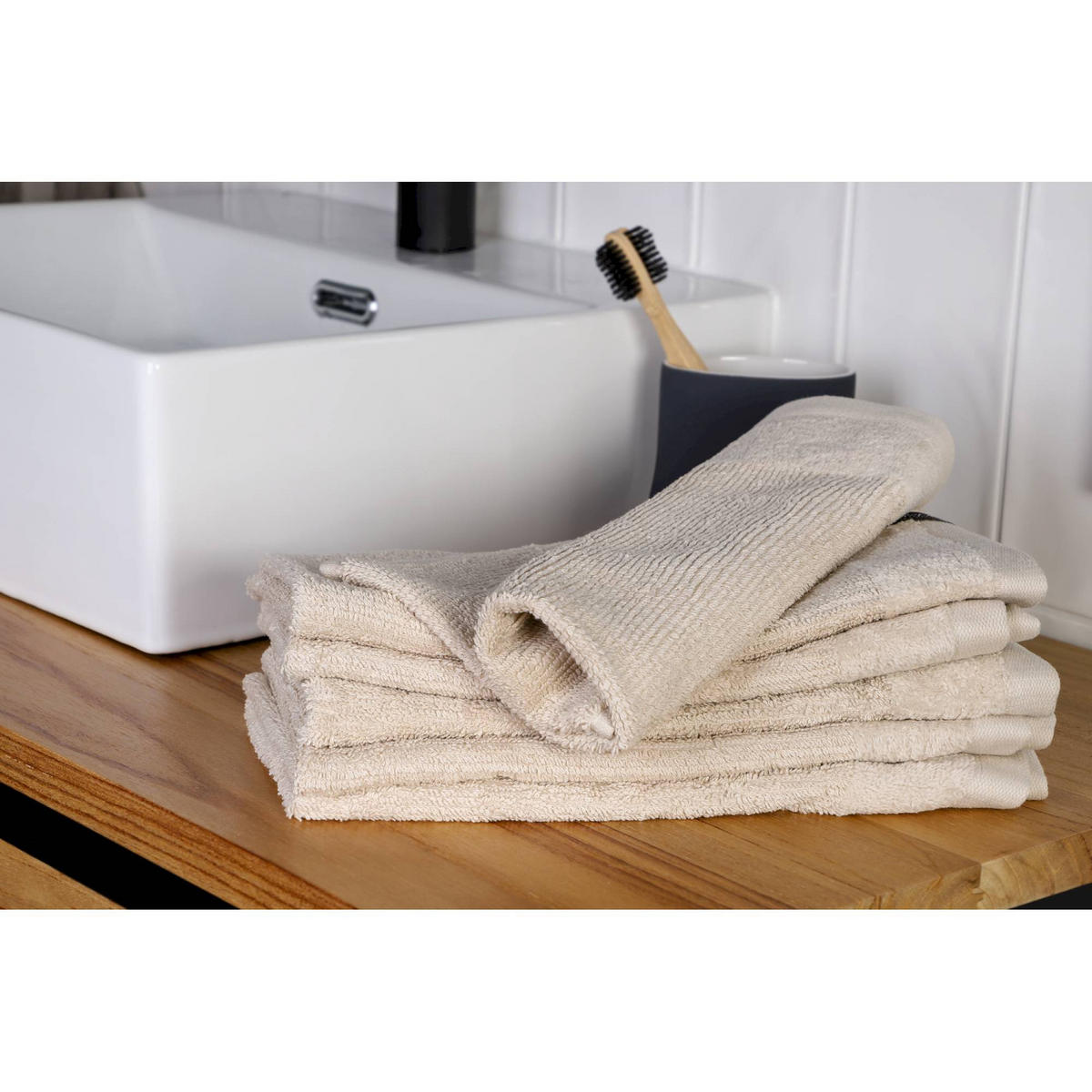 GÄSTEHANDTUCH SENSE-6 - Beige, Textil (30/50cm) - Schöner Wohnen