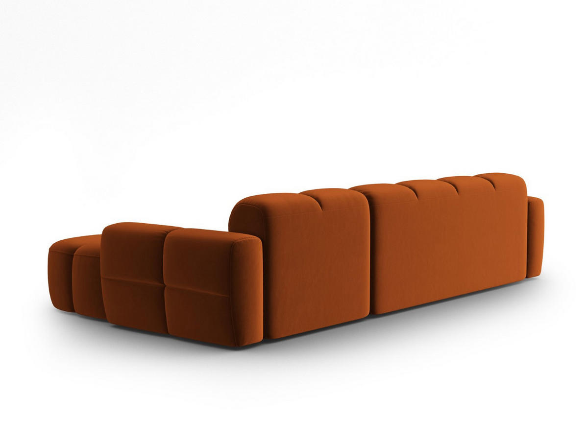 ECKSOFA rechts Lisa aus Samt terrakotta 4 Sitzplätze - Terracotta, Textil (170/310cm) - Micadoni