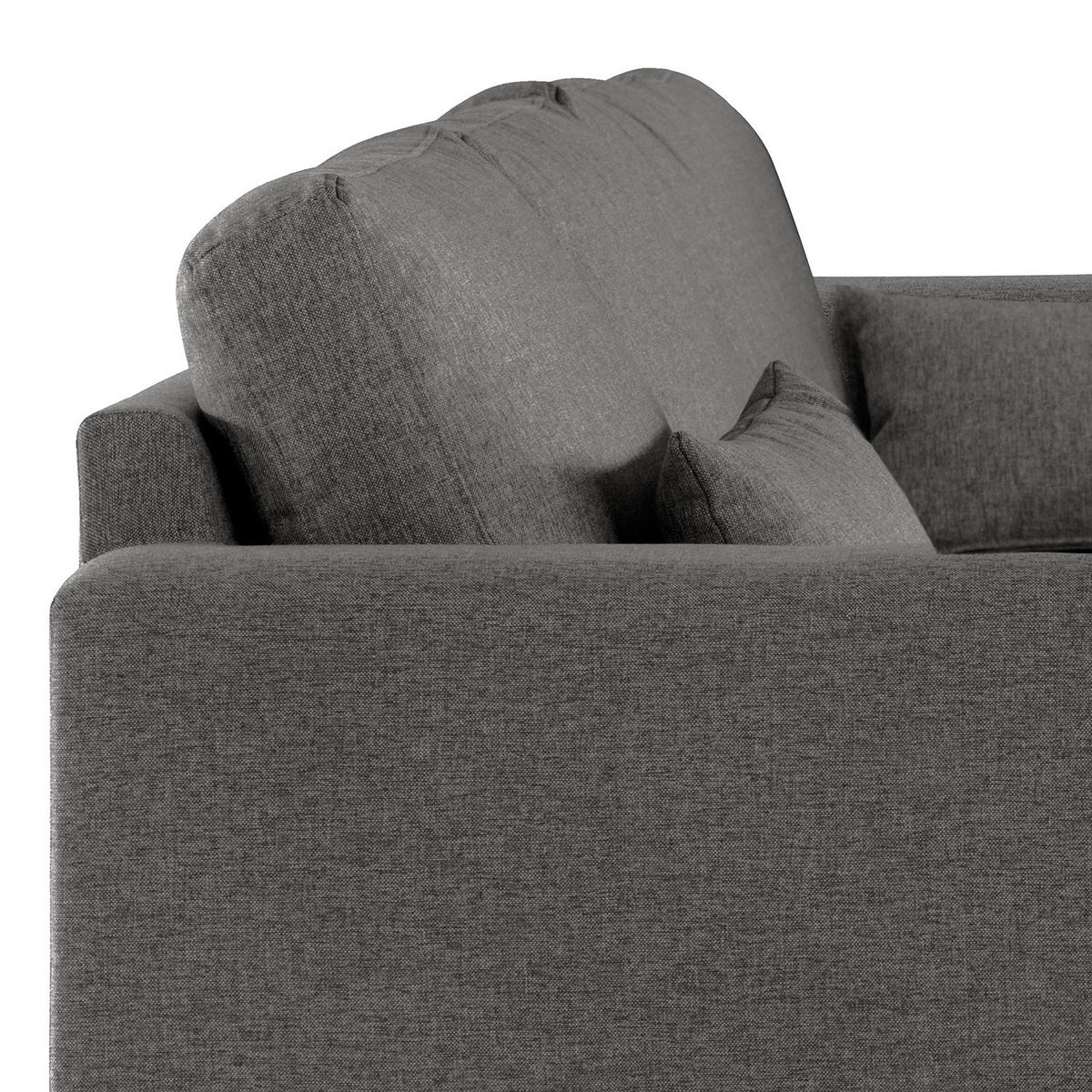 ECKSOFA mit Longchair - Eichefarben/Dunkelgrau, Eichenholz/Textil (281/153cm) - home24