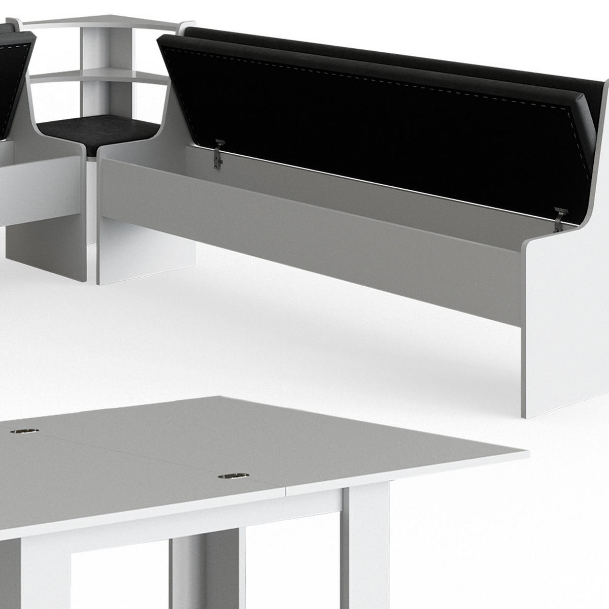 ECKBANKGRUPPE Roman Weiß 210 x 41.5 cm mit Tisch - Anthrazit/Weiß, Holzwerkstoff (210/80/210cm) - Vicco