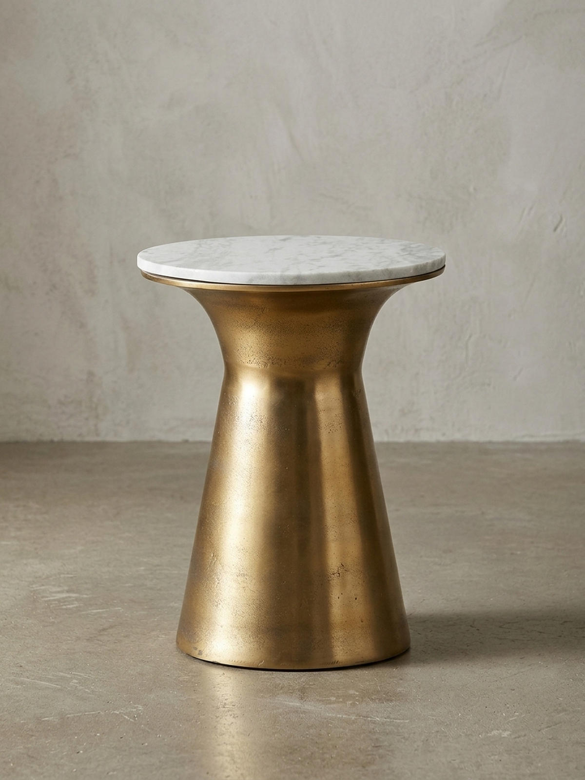 BEISTELLTISCH – Rund Marmor Weiß Metall Goldfarben 35x35x45 cm - Goldfarben/Weiß, Stein/Metall (35/35/45cm) - KADIMA DESIGN