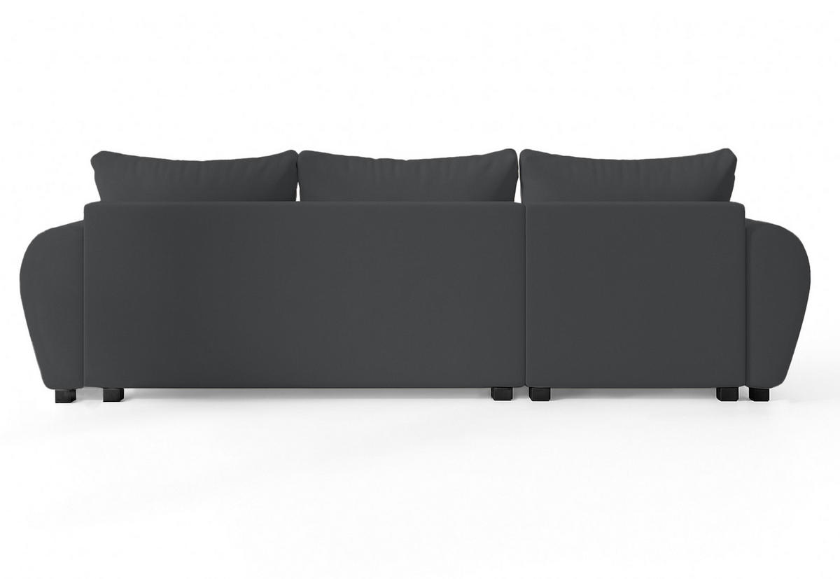 ECKSOFA L Form Malatya Dunkelgrau 246/145/82 cm stilvolle mit Schlaffunktion L - Dunkelgrau/Schwarz, Kunststoff/Textil (145/246cm) - AX Living