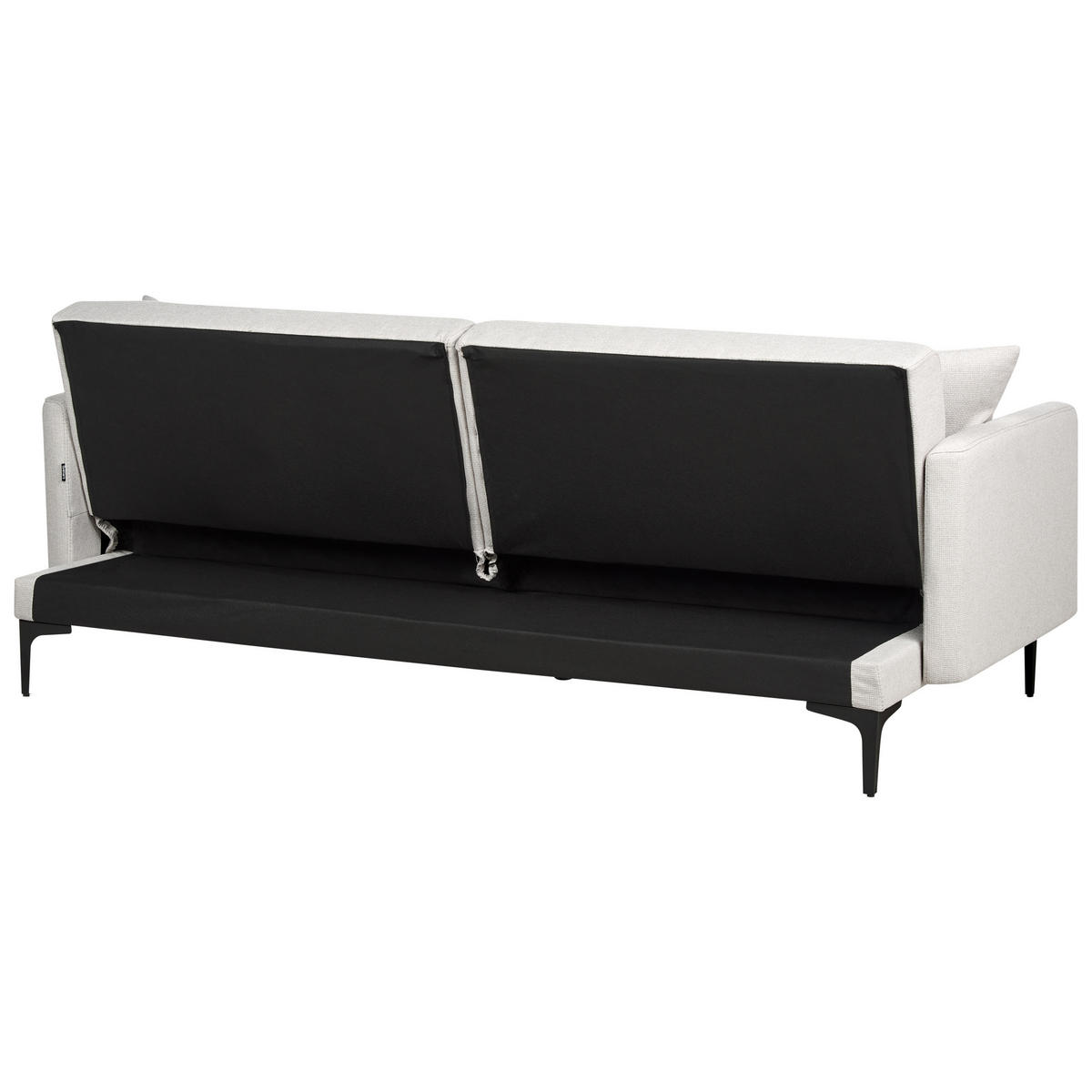 3-SITZER-SCHLAFSOFA hellbeige/schwarz Lucan - Beige/Schwarz, Textil (191/75/91cm) - Beliani