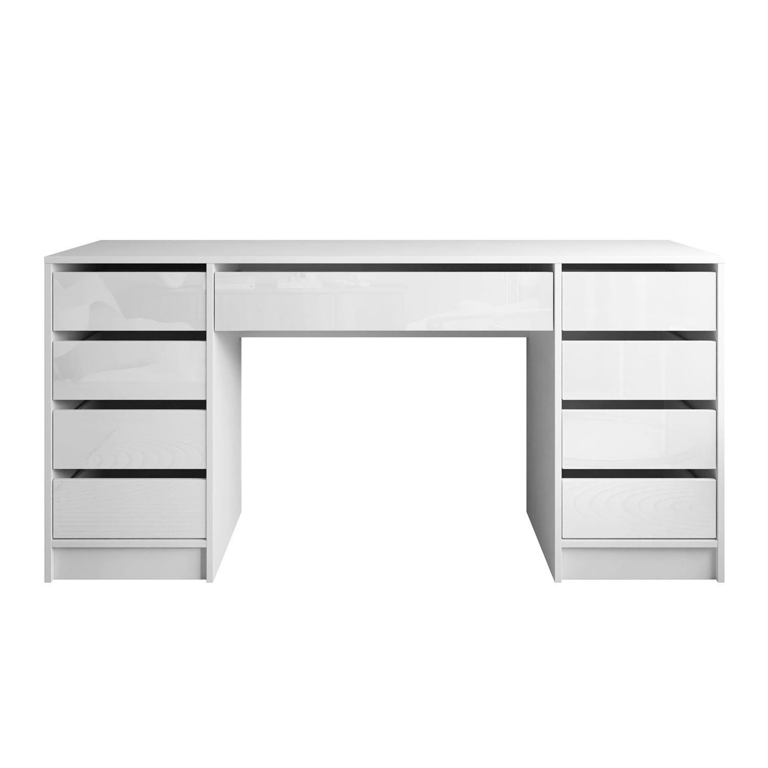 SCHREIBTISCH MADA DOUBLE mit Schubladen weiß - Weiß, Holzwerkstoff (55/152/75cm) - Lookway