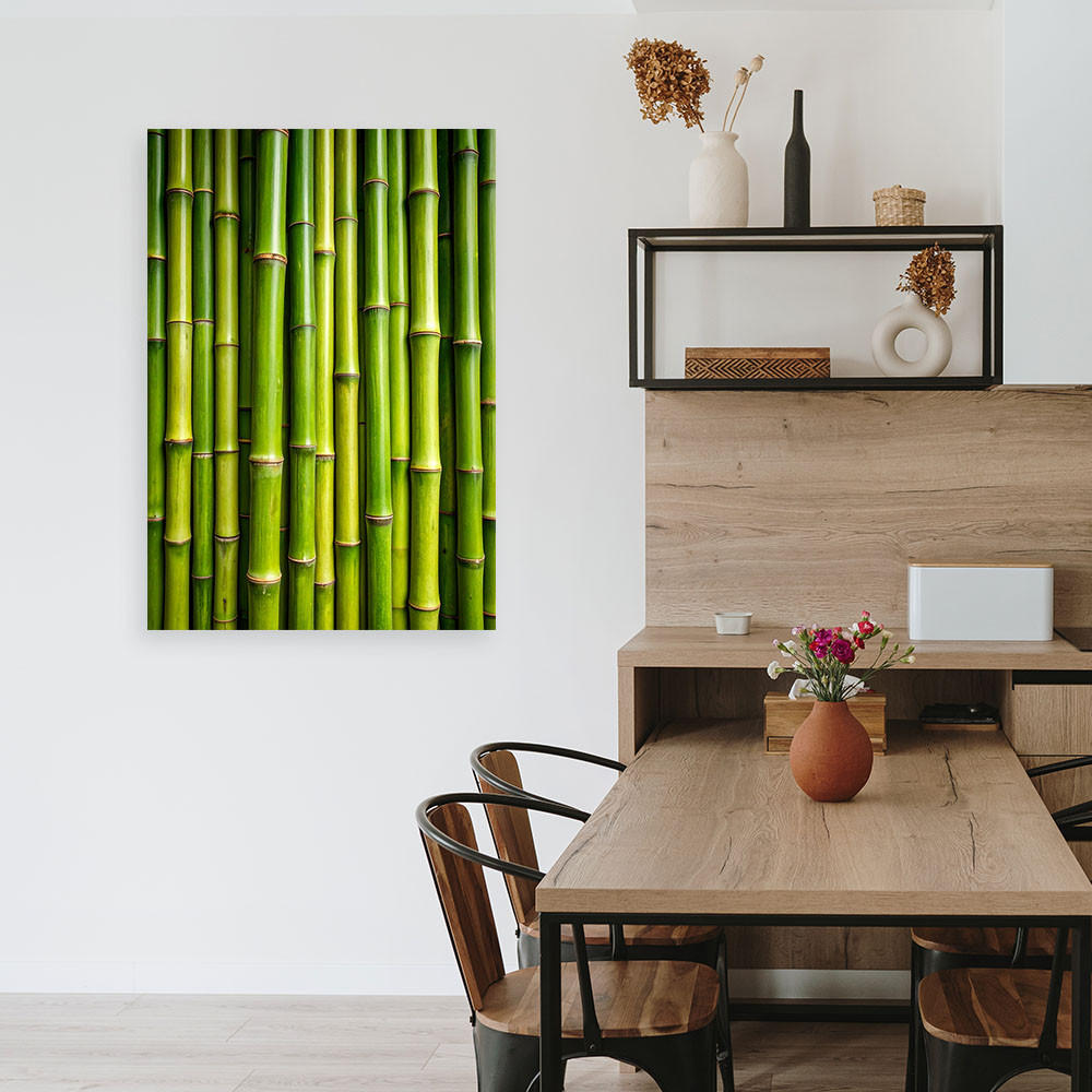 LEINWANDBILD Grüner Bambus Pflanzen 70x100cm - Grün, Textil (70/100cm) - Feeby