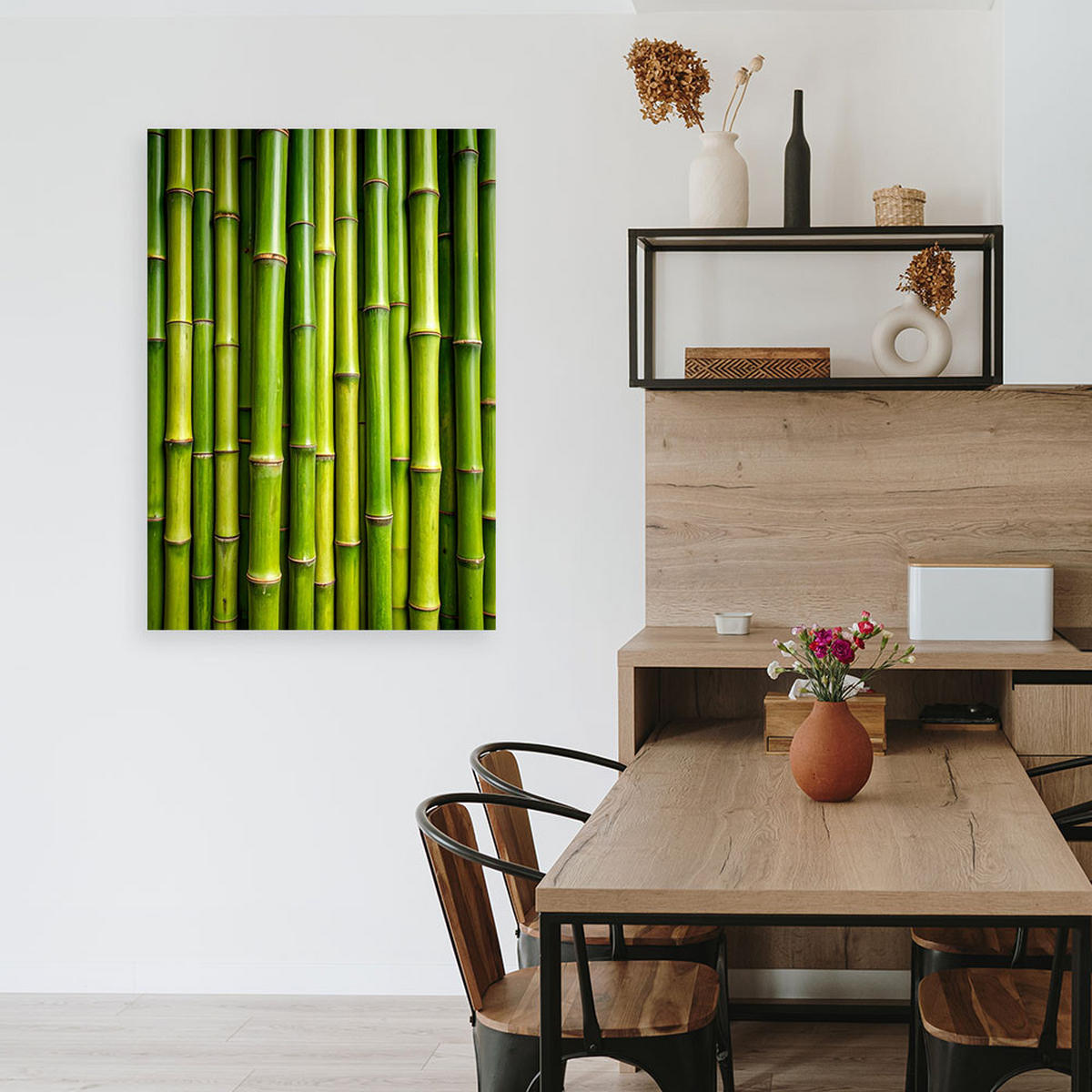 LEINWANDBILD Grüner Bambus Pflanzen 70x100cm - Grün, Textil (70/100cm) - Feeby