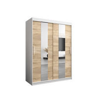 SCHWEBETÜRENSCHRANK 200/150/62 2-türig - Silberfarben/Weiß, Holz/Kunststoff (150/200/62cm) - Abiks Möbel