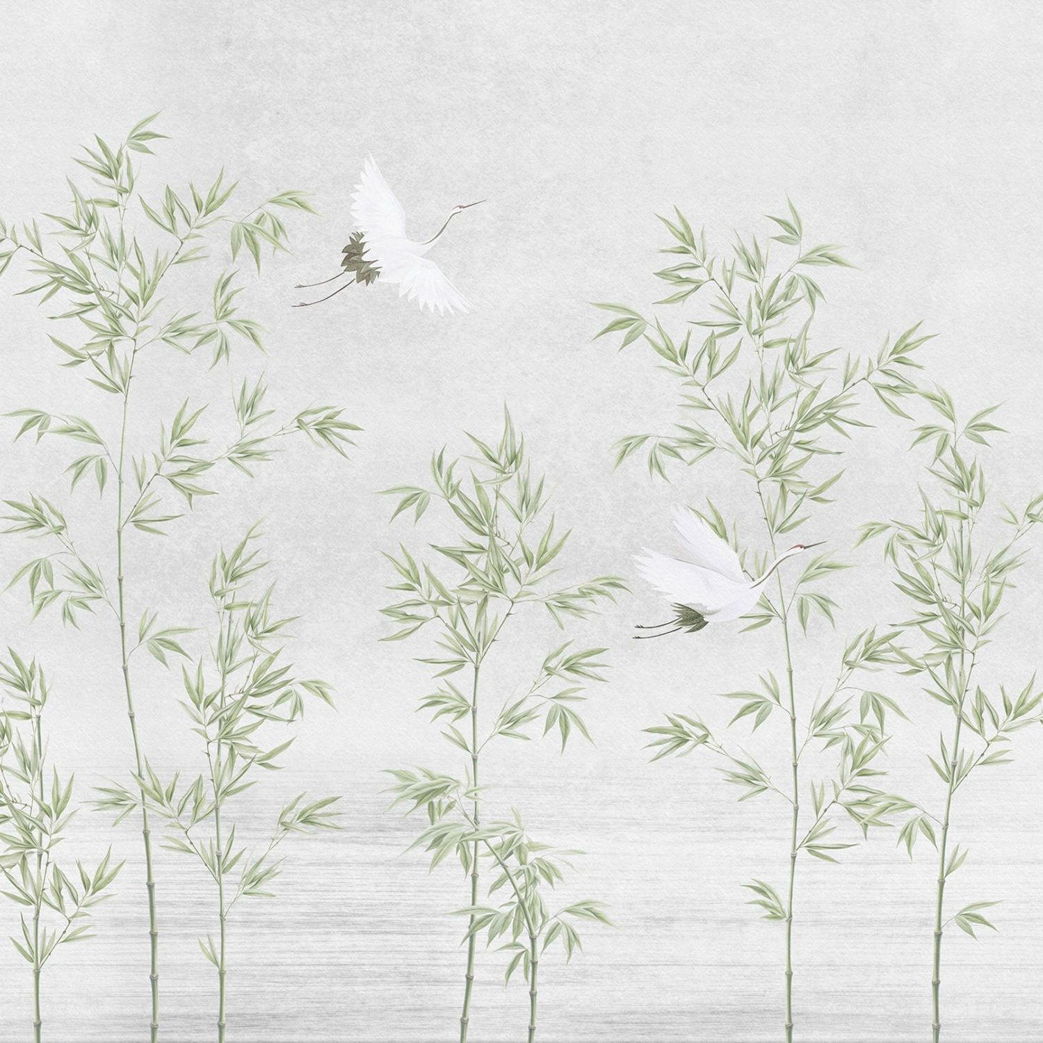 FOTOTAPETE Kraniche 318 x 280 cm - Grau, Papier (318/280cm) - Sanders & Sanders