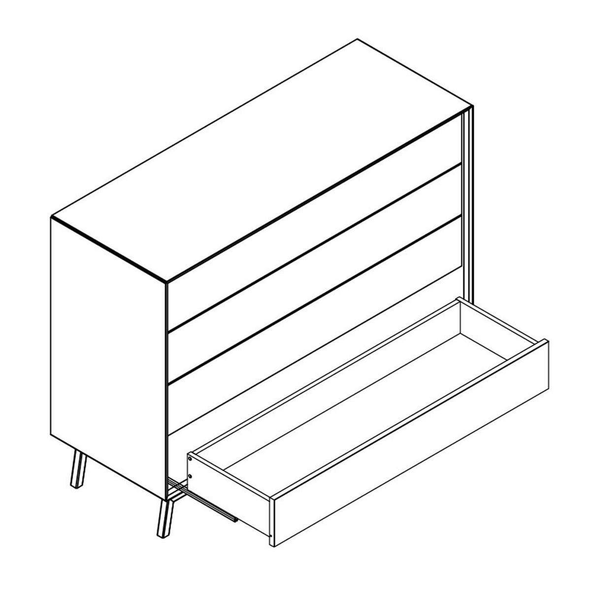 KOMMODE Modern Loft Eiche Tabak 121 / 45 / 90cm - Dunkelbraun/Schwarz, Holz (121/90/45cm) - Feldmann-Wohnen