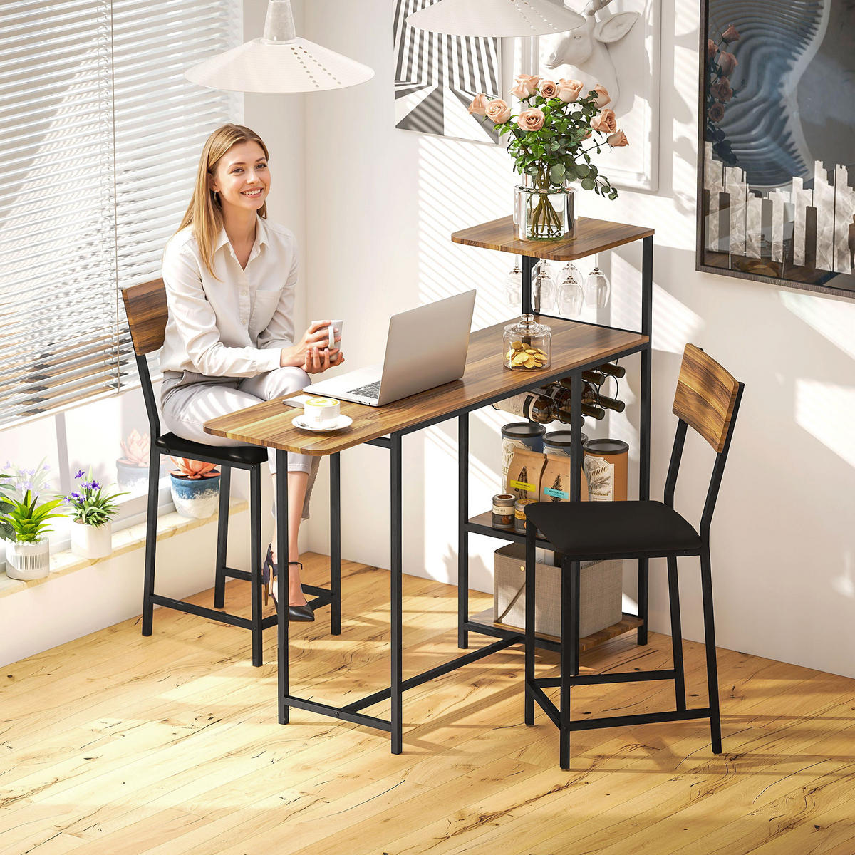BAR-SET Braun 140.0/40.0/116.0cm - Braun, Holzwerkstoff (40/116/140cm)