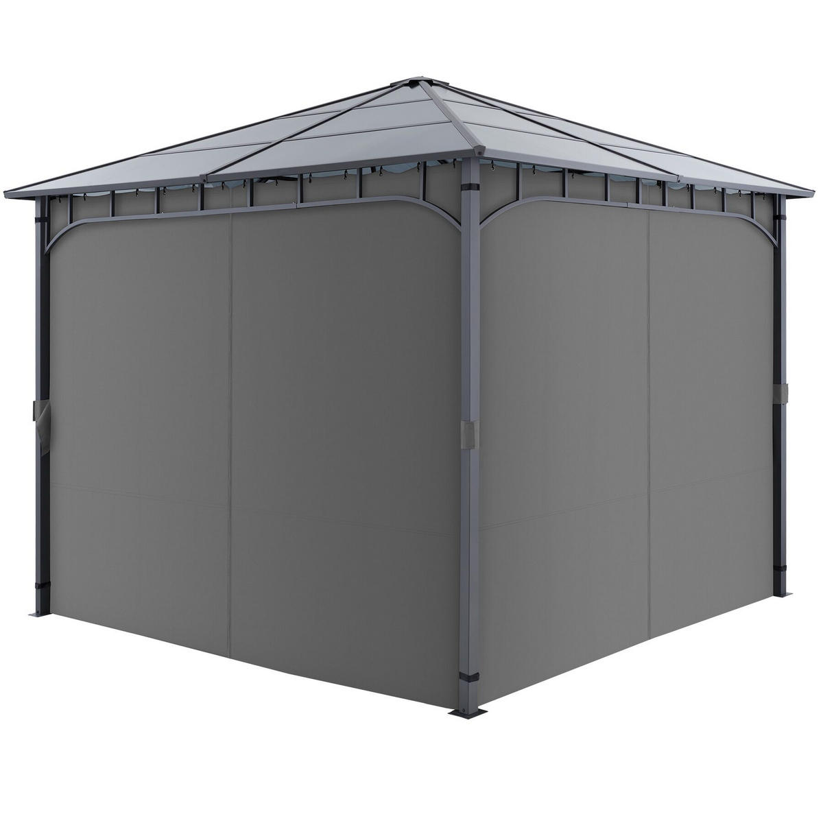 GARTENPAVILLON Caracas, inklusive 8 Heringen, grau - Grau, Metall (300/263/300cm) - tectake