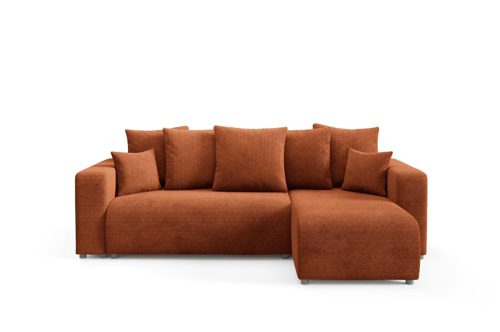ECKSOFA mit Schlaffunktion Kupfer - Orange, Textil (247/145cm) - Furnisell