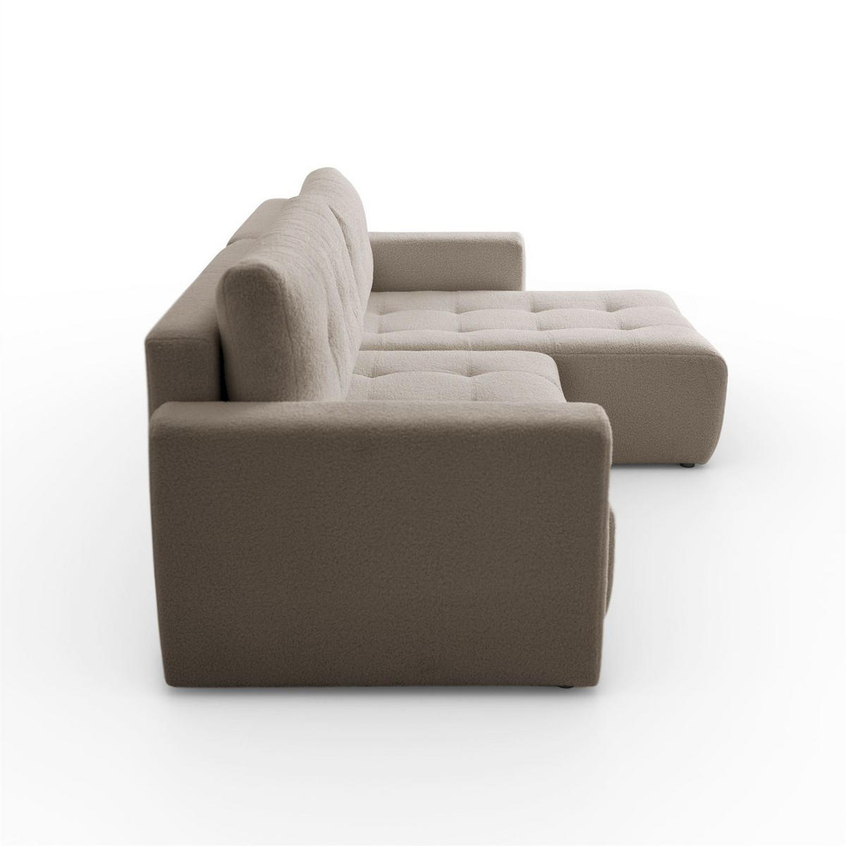 ECKSOFA VIENNA Stil Bettkasten und Funktionalität Bouclé Beige Rechts - Beige, Holz (261/143cm) - Kaiser Möbel