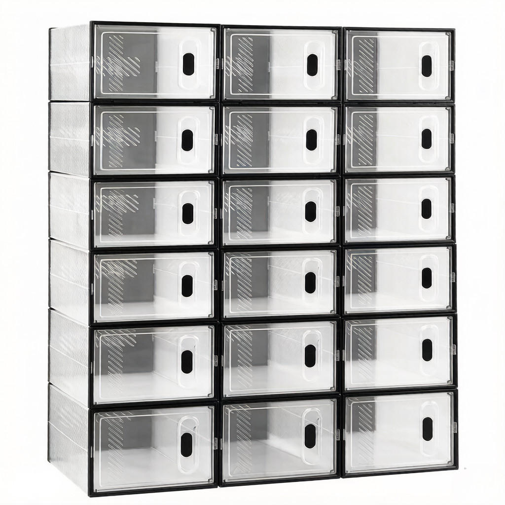 AUFBEWAHRUNGSBOXEN Schwarz Transparent 18er-Set 75/35,5/111,5 cm - Schwarz, Kunststoff (75/111.5/35.5cm) - PANGIVO