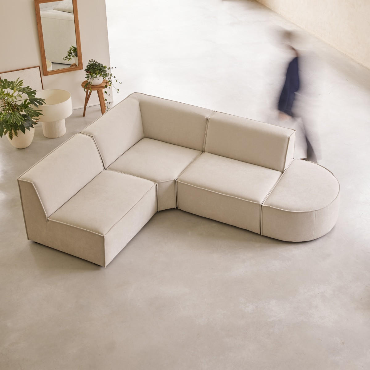 SOFA Dario Beige aus Stoff - Beige, Textil (259/198cm) - Tikamoon