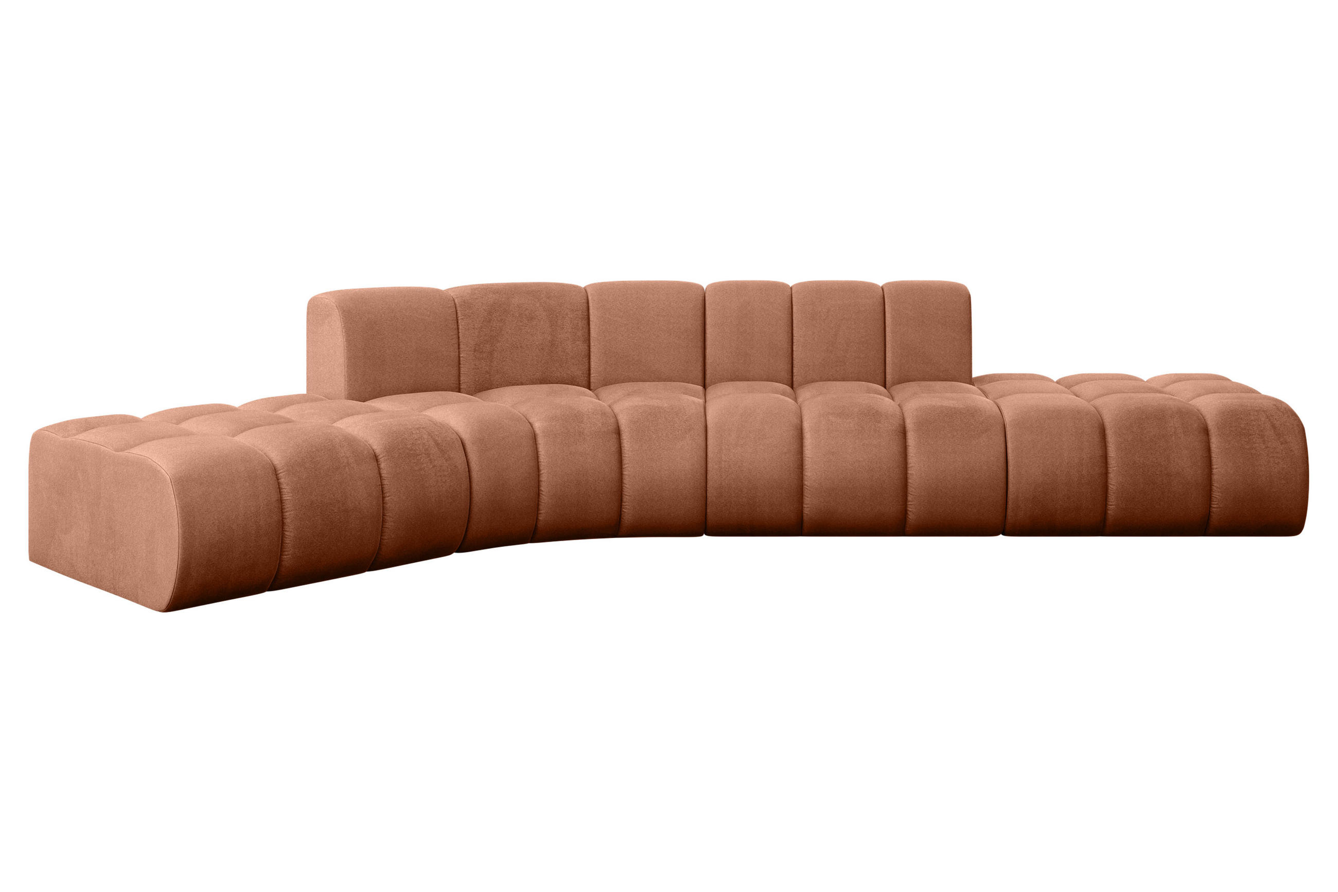ECKSOFA modulares Sofa Solven-L1 - 380x174x70 cm Apricot - Koralle, Holzwerkstoff/Textil (380/174cm) - ALTDECOR