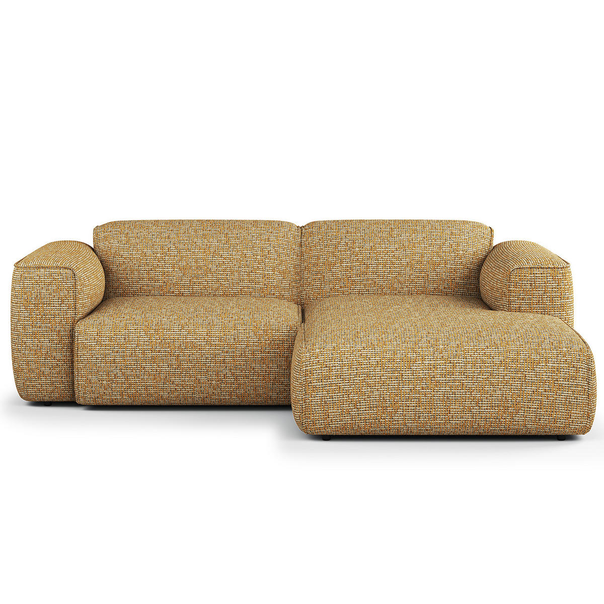 ECKSOFA mit XL-Longchair - Schwarz/Honig, Kunststoff/Textil (260/171cm) - home24