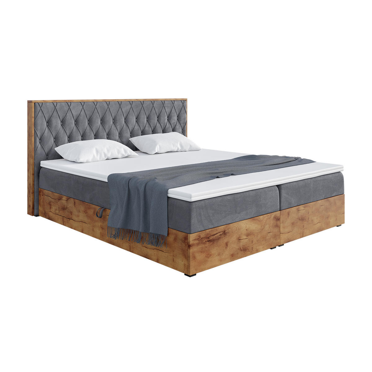 BOXSPRINGBETT Lofty 6 H3 - Dunkelgrau, Holzwerkstoff (120/200cm) - Meblini