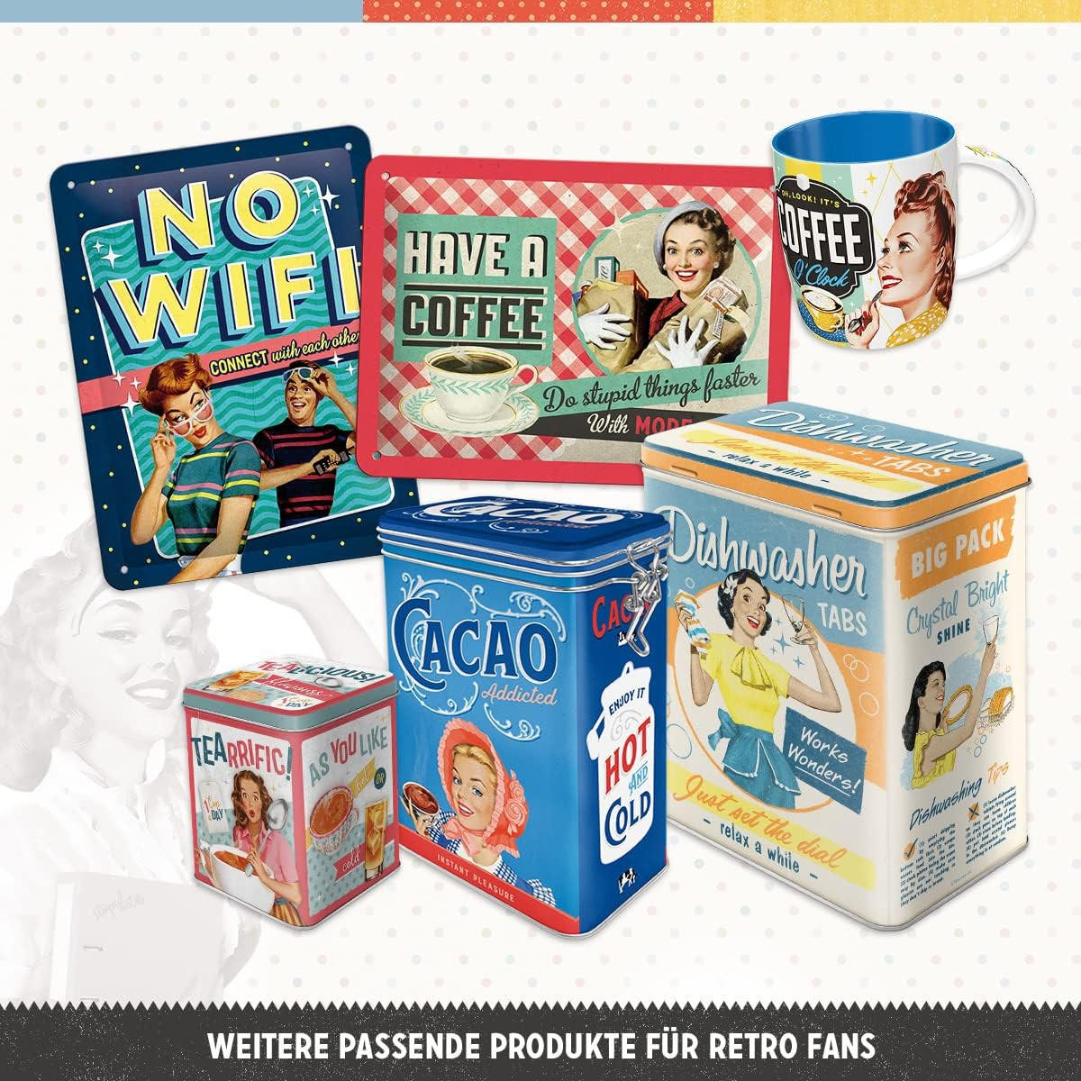 VORRATSDOSE flach Tea & Cookies Together - Multicolor, Metall (23/7/16cm) - Nostalgic-Art