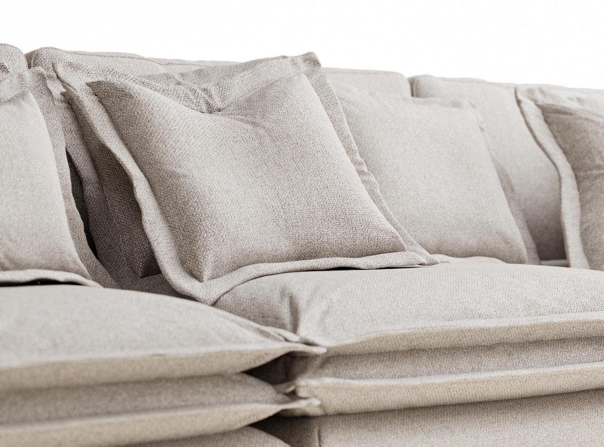 6-SITZER SOFA Amalfi Beige Webstoff - Beige/Schwarz, Holz/Holzwerkstoff (338/90/119cm) - Maison de Reve