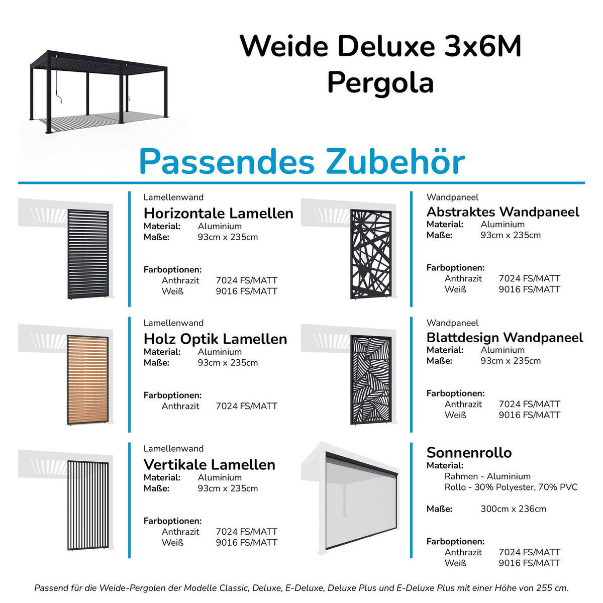 PERGOLA Deluxe Voll-Alu Pergola 3 x 6 M Ivory Sand Lamellendach - Beige, Metall (300/255/600cm) - WEIDE