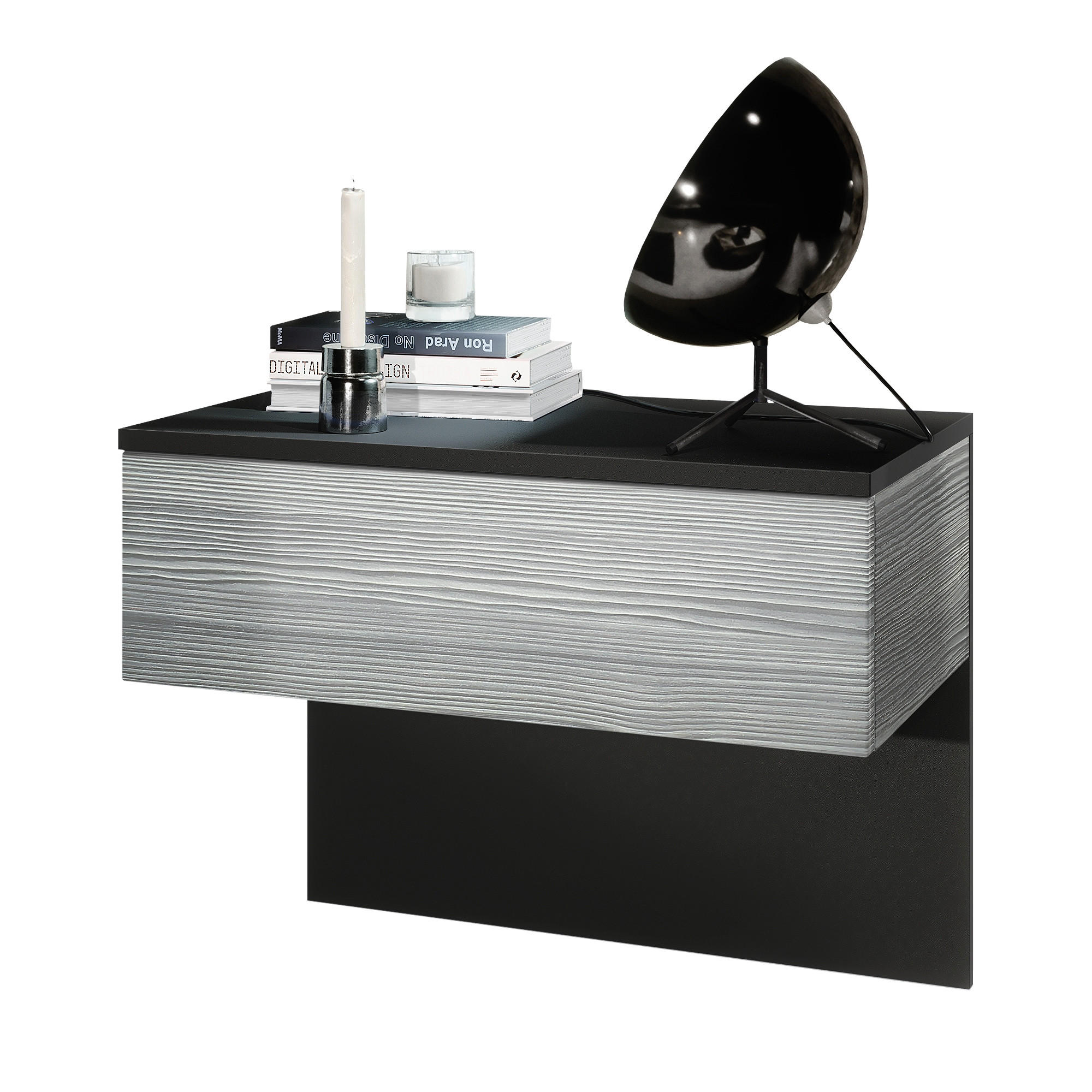 NACHTTISCH Sleep Fronten in Avola-Anthrazit - Anthrazit, Holzwerkstoff (60/46/35cm) - Vladon