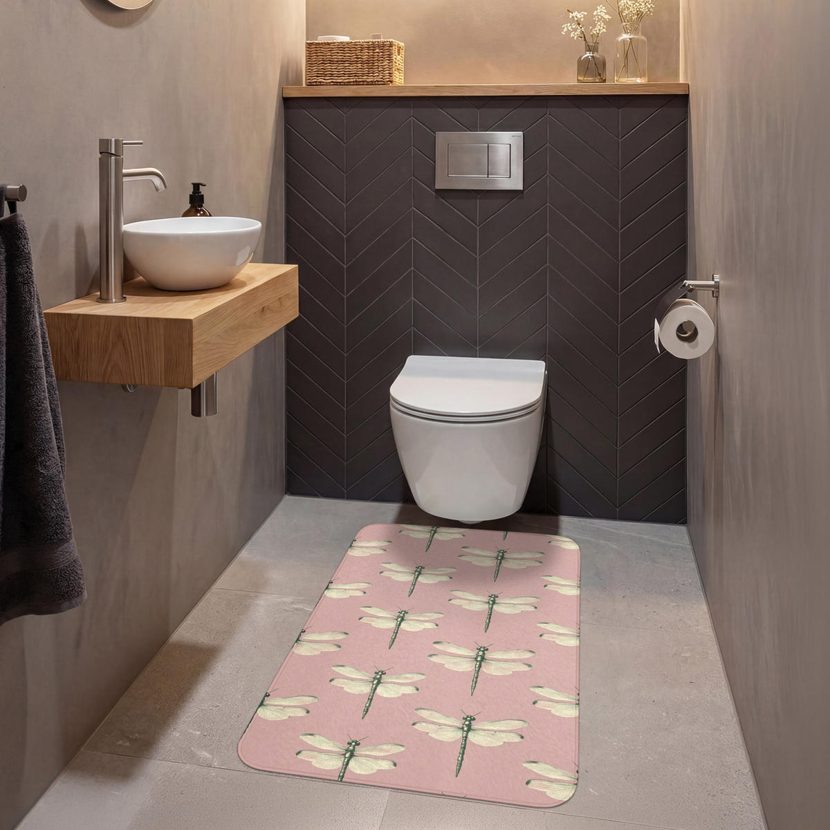 WC-VORLEGER Lillibells - Muster - Rosa Toilettenvorleger 60x90 cm - Rosa, Kunststoff/Textil (60/1cm) - OnlyWow