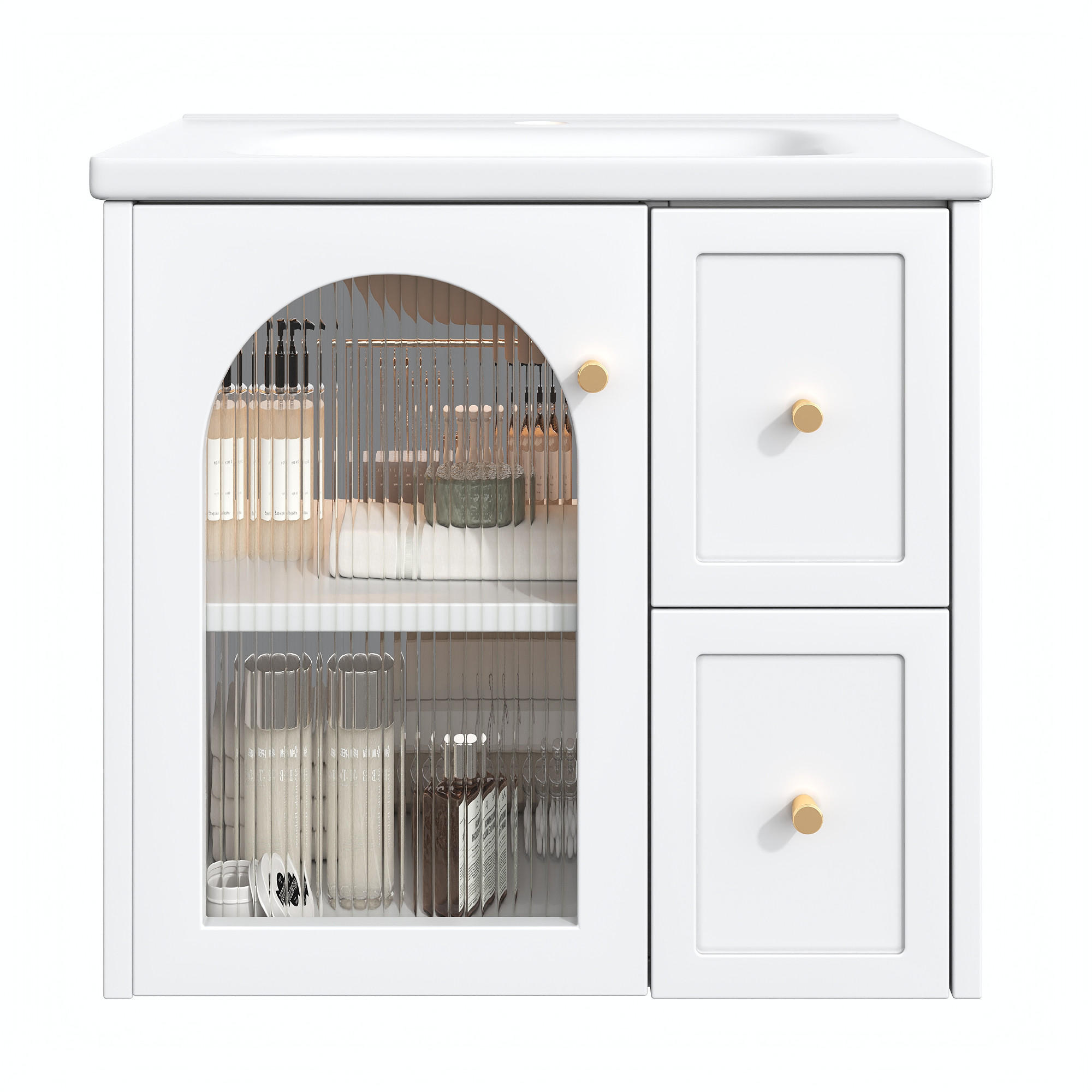 WASCHTISCHUNTERSCHRANK Weiß 60,5/47,5/57 cm - Weiß, Holz (60.5/57/47.5cm) - PANGIVO