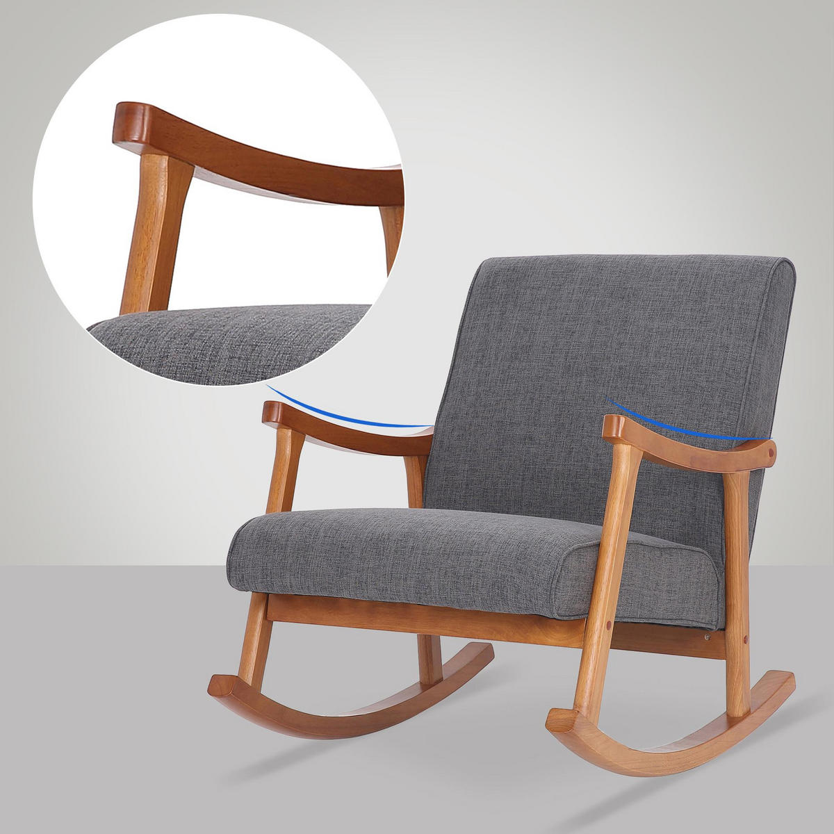 SCHAUKELSTUHL Stoff Hellgrau - Hellgrau, Holz/Textil (67/82/92cm) - CLP