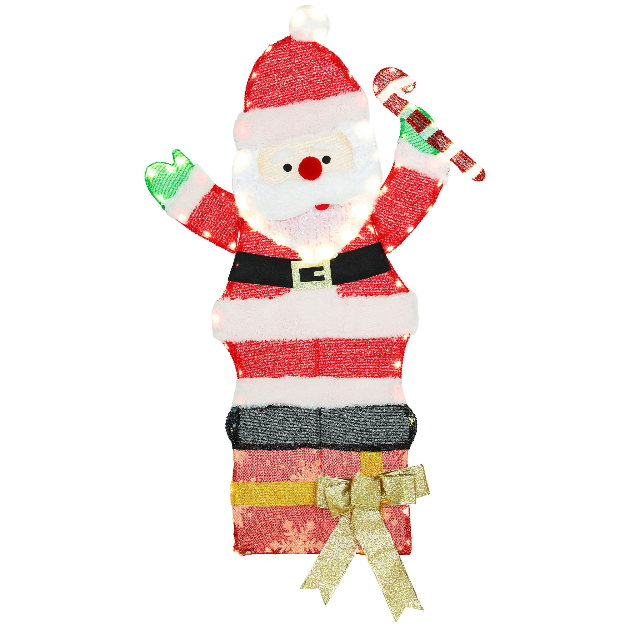 97ER LED Weihnachtsdeko, Weihnachten Weihnachtsmann Weihnachtsbeleuchtung - Multicolor, Textil (30/93/52cm) - Outsunny