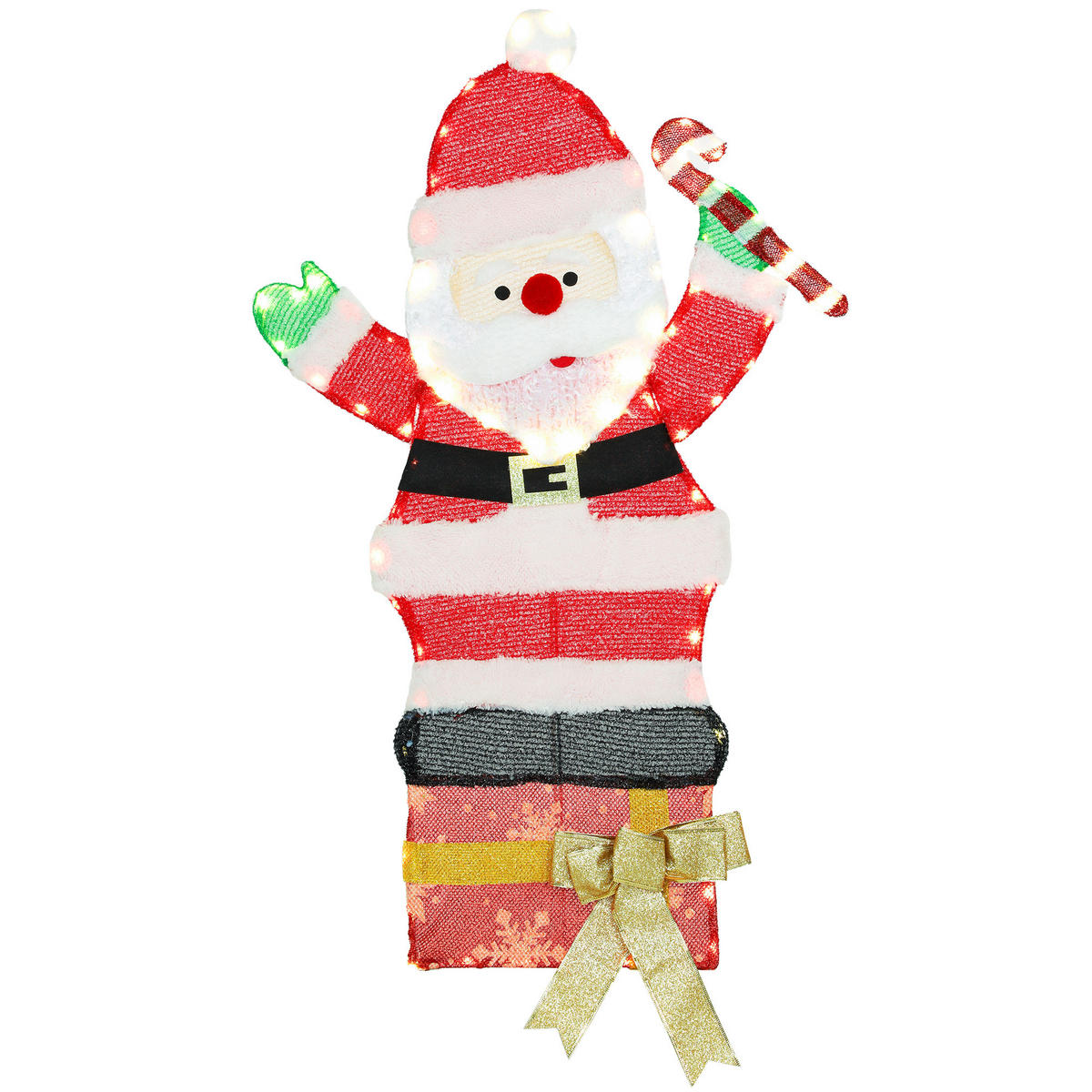 97ER LED Weihnachtsdeko, Weihnachten Weihnachtsmann Weihnachtsbeleuchtung - Multicolor, Textil (30/93/52cm) - Outsunny