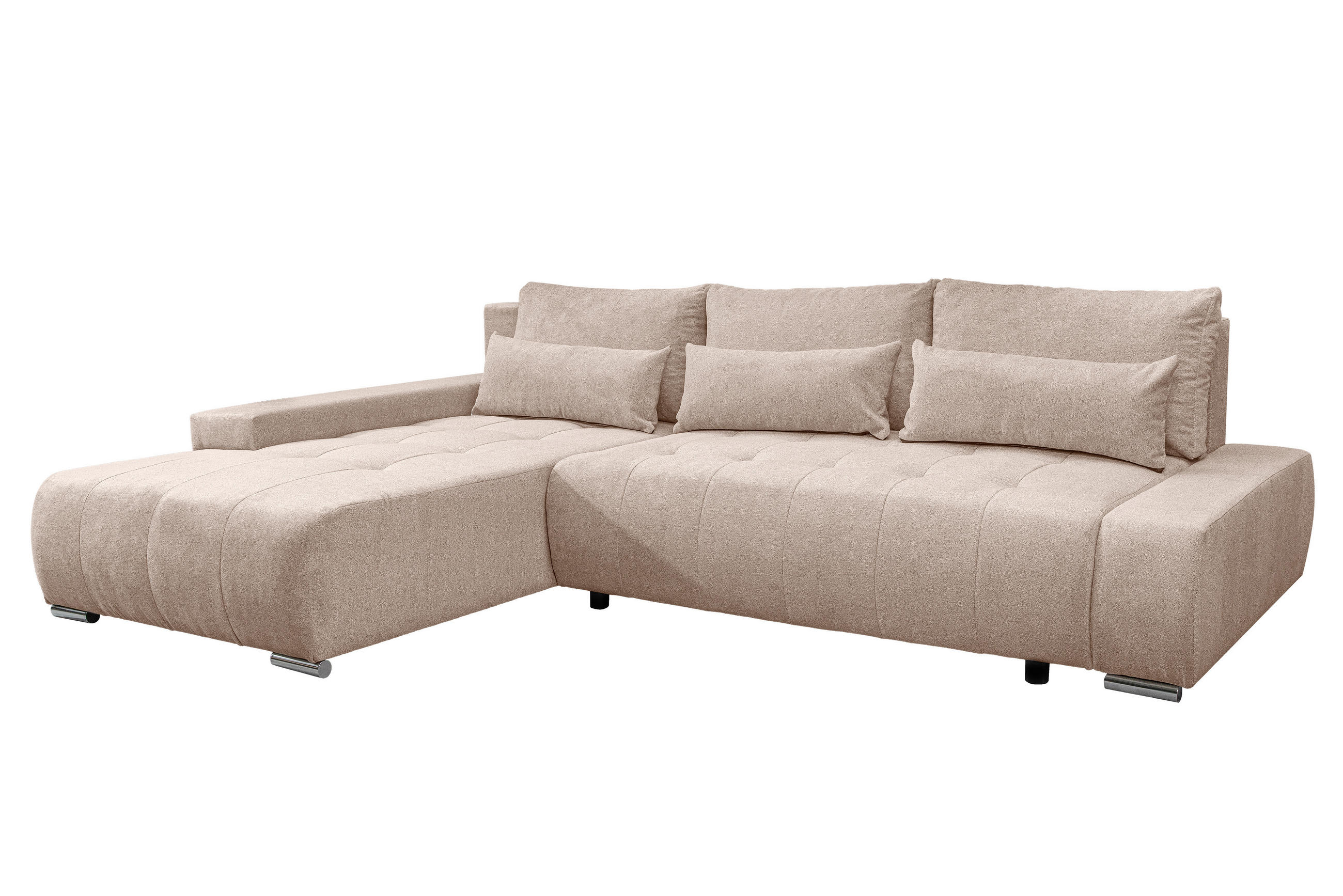 ECKSOFA Bloom mit Bettkasten und Schlaffunktion L-Form - Beige, Textil (267/185cm)