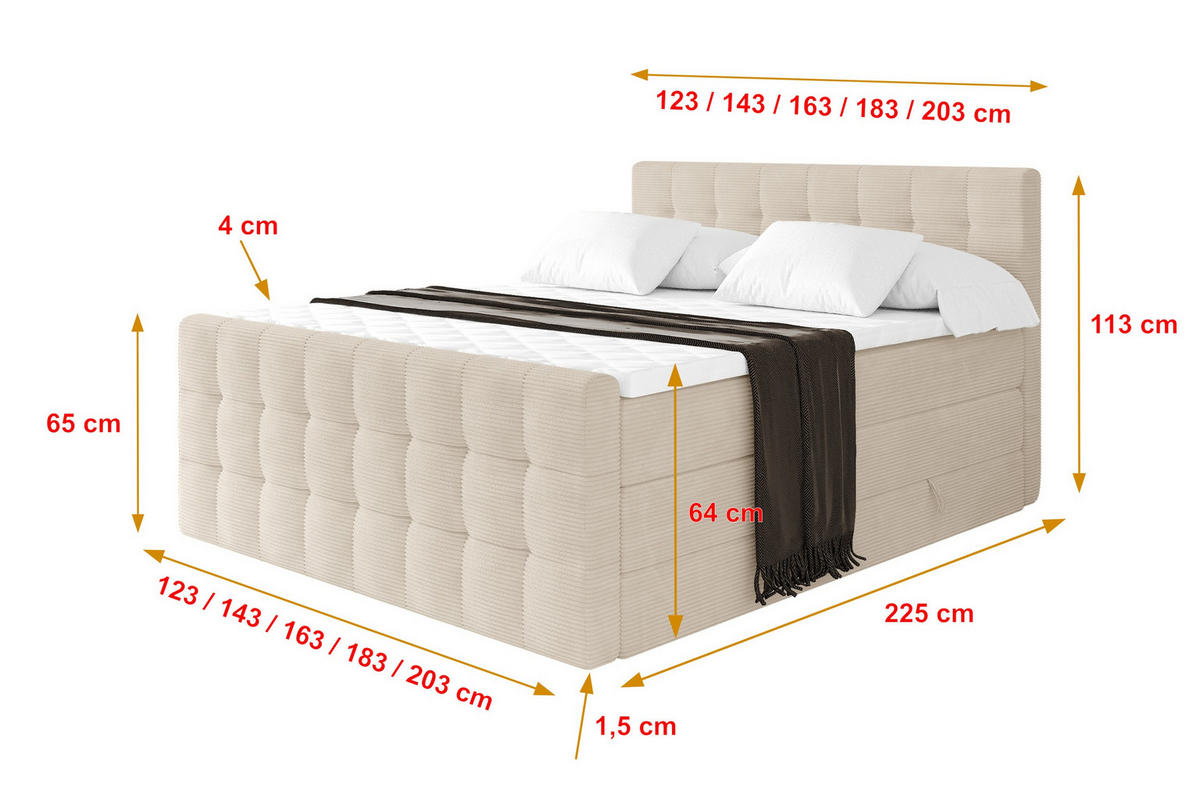 BOXSPRINGOVÁ POSTEL s matrací H3/H4 - IGAN-Z KING - 120x200 cm Béžová - kašmírová, kompozitní dřevo (123/200cm) - ALTDECOR