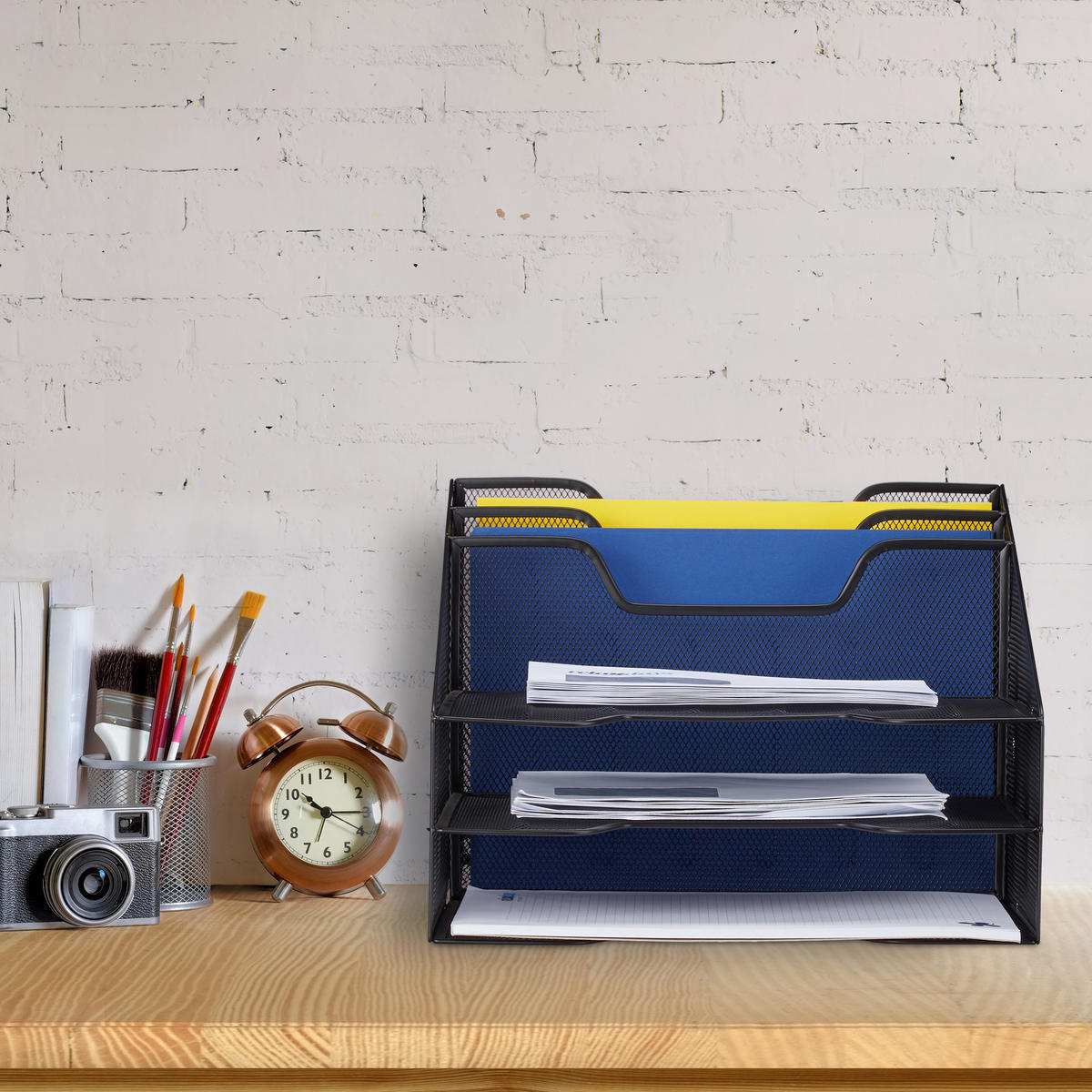 DOKUMENTENABLAGE - Schwarz, Metall (32/24/29cm) - Relaxdays