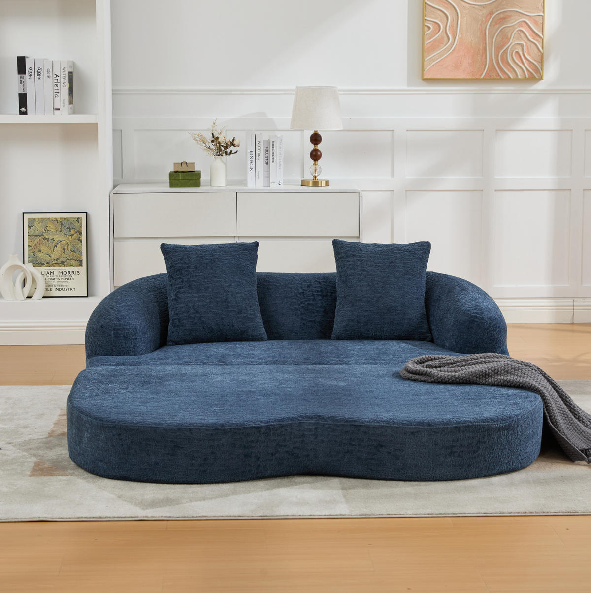 SOFA mit Schlaffunktion 157 x 84 x 65 cm Chenille Navy - Blau, Kunststoff (84/65/157cm) - Meubliv
