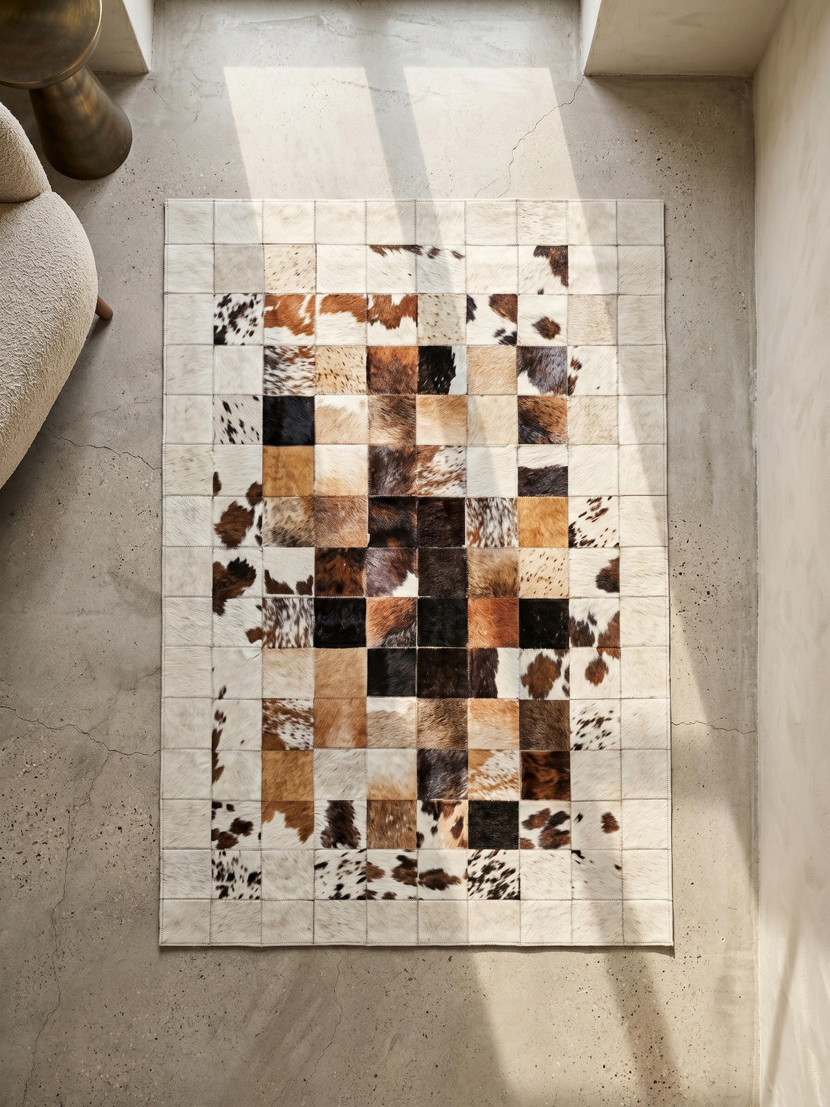 TEPPICH Wohnzimmer Patchwork Pflegeleicht Waschbar OEKO-TEX Weiß 80x150 cm Schadstoffgeprüft – PIZOL - Weiß, Textil (80/150cm) - KADIMA DESIGN