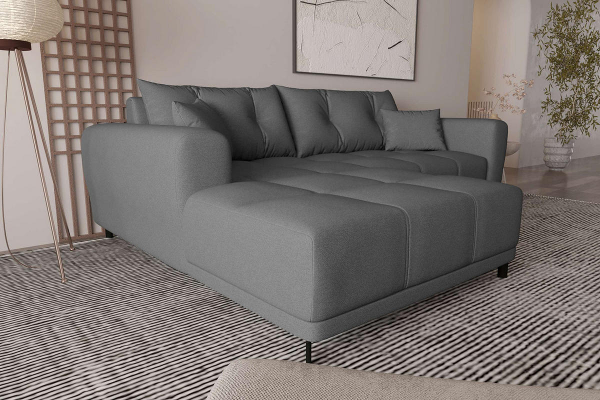 ECKSOFA Massimo Strukturstoff Anthrazit inkl. Schlaffunktion Links - Anthrazit/Schwarz, Textil/Metall (246/177cm) - 99rooms